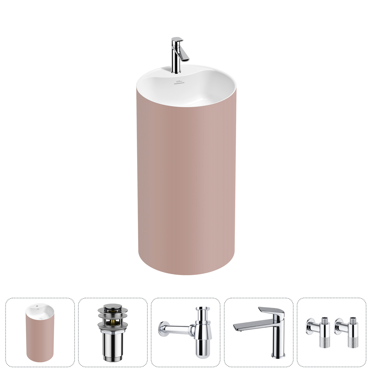 Изображение товара Раковина Wellsee Chalice Perfection 45см цвет хром с донным клапаном и сифоном