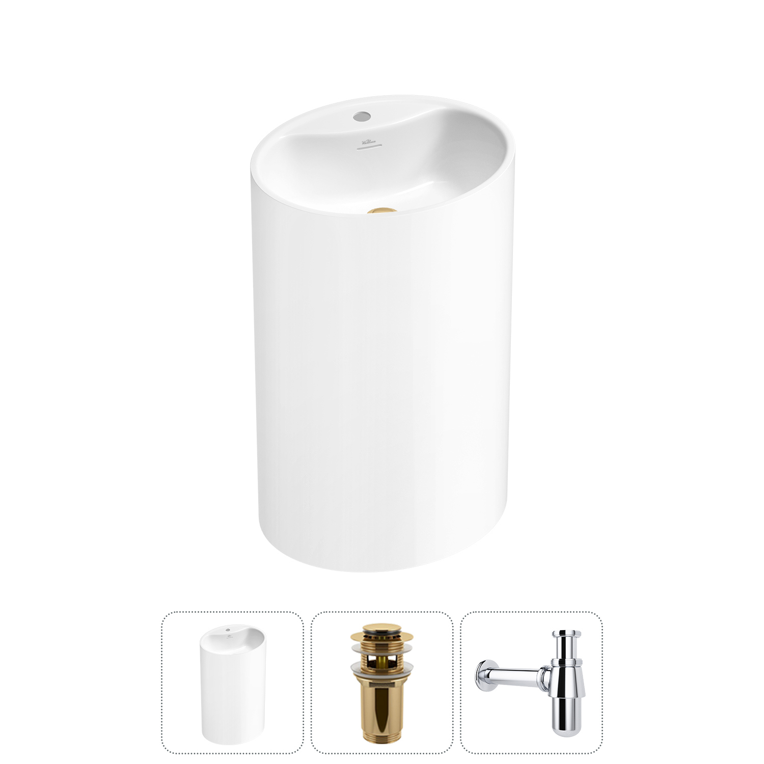 Изображение товара Раковина Wellsee Coquillage 20213124R 50 см золото напольная овальная