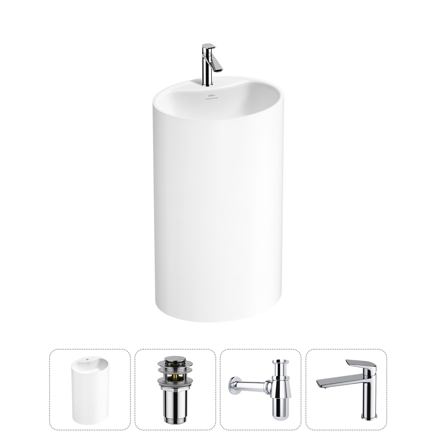 Изображение товара Раковина Wellsee coquillage 50 см хром овальная напольная