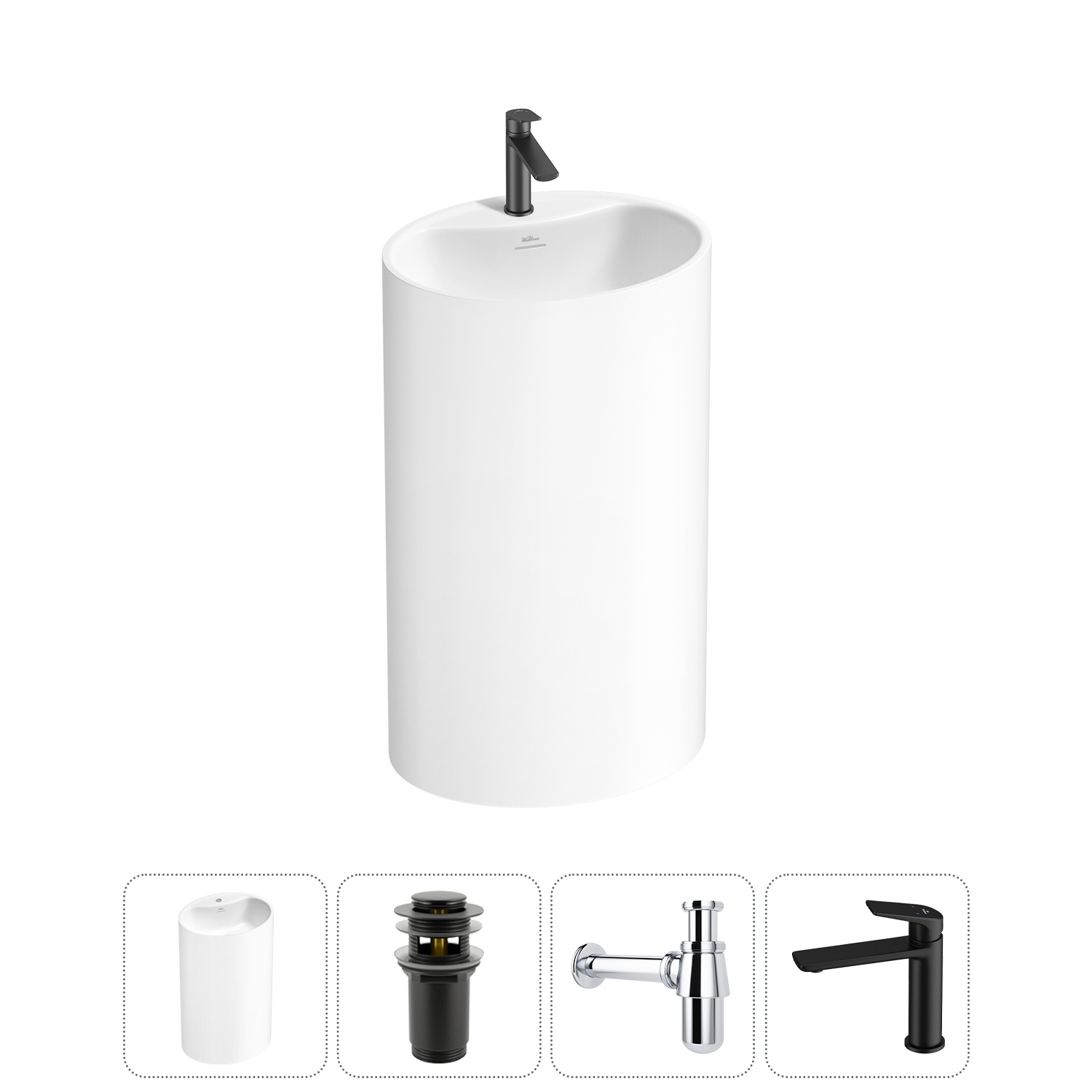 Изображение товара Раковина Wellsee coquillage 20213127R 50см цвет набора матовый черный