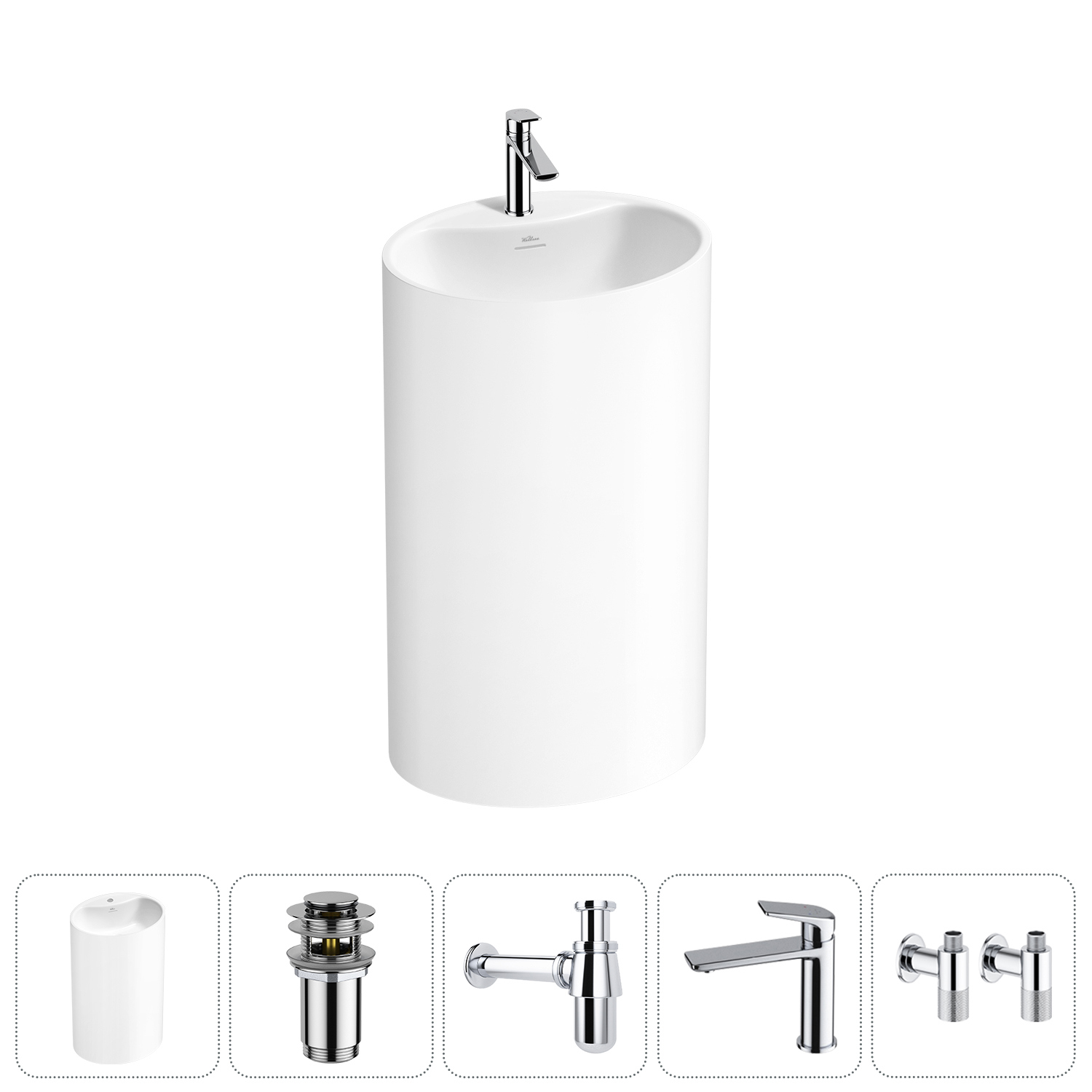 Изображение товара Раковина Wellsee coquillage 20213130R 50см цвет хром с донным клапаном и сифоном