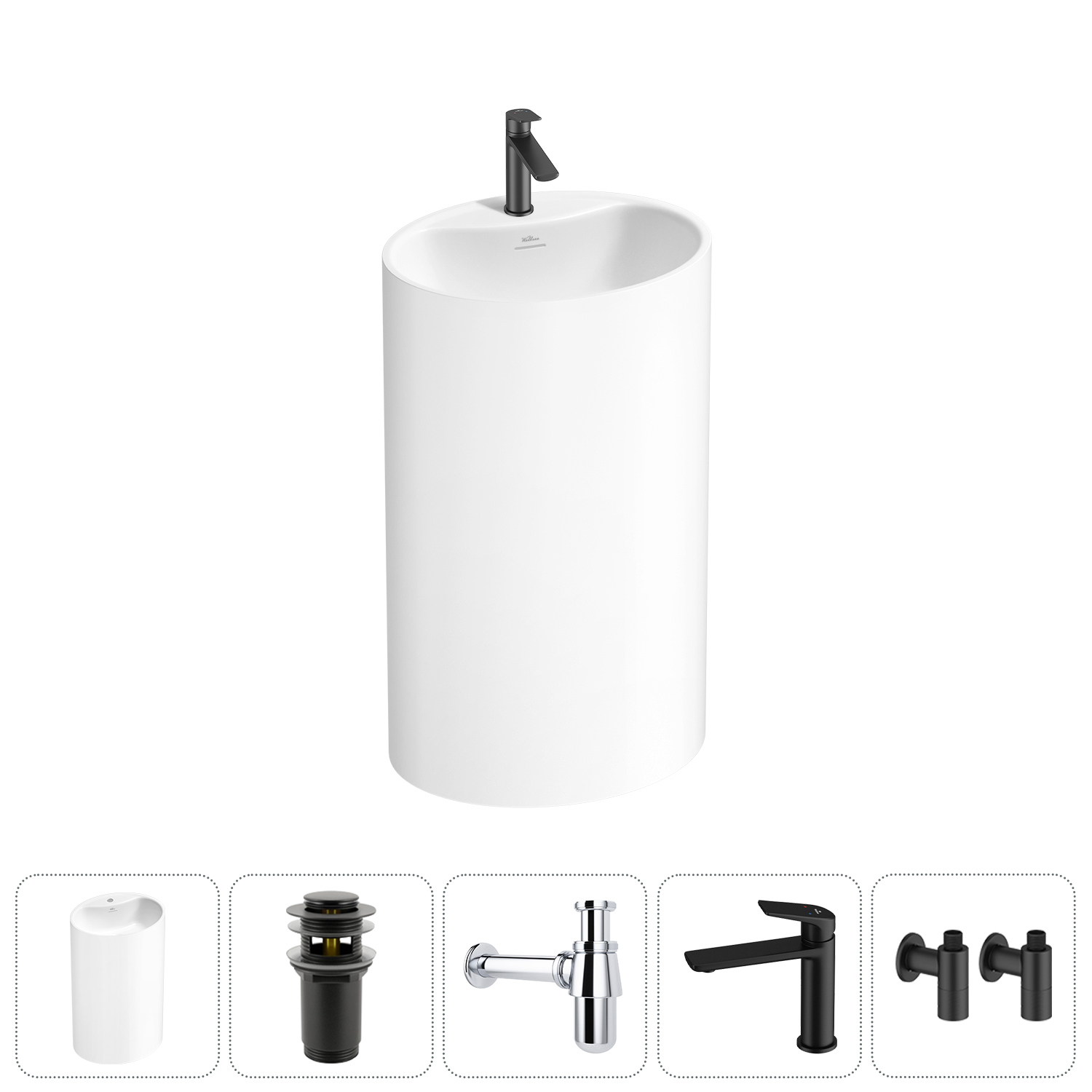 Изображение товара Раковина Wellsee Coquillage 20213131R матовый черный 50 см дизайнерская