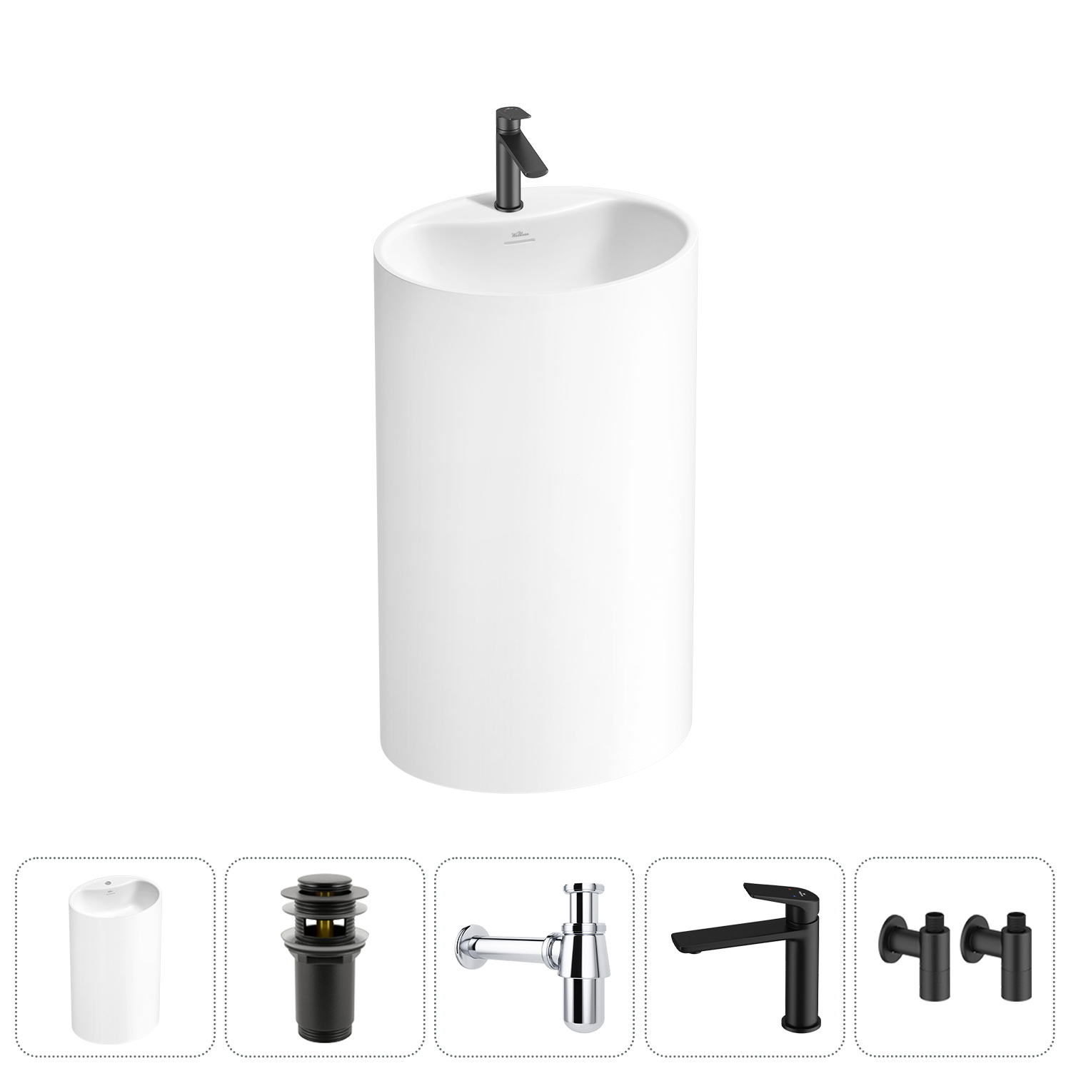 Изображение товара Раковина Wellsee coquillage 20213147R матовый черный 50 см напольный дизайн