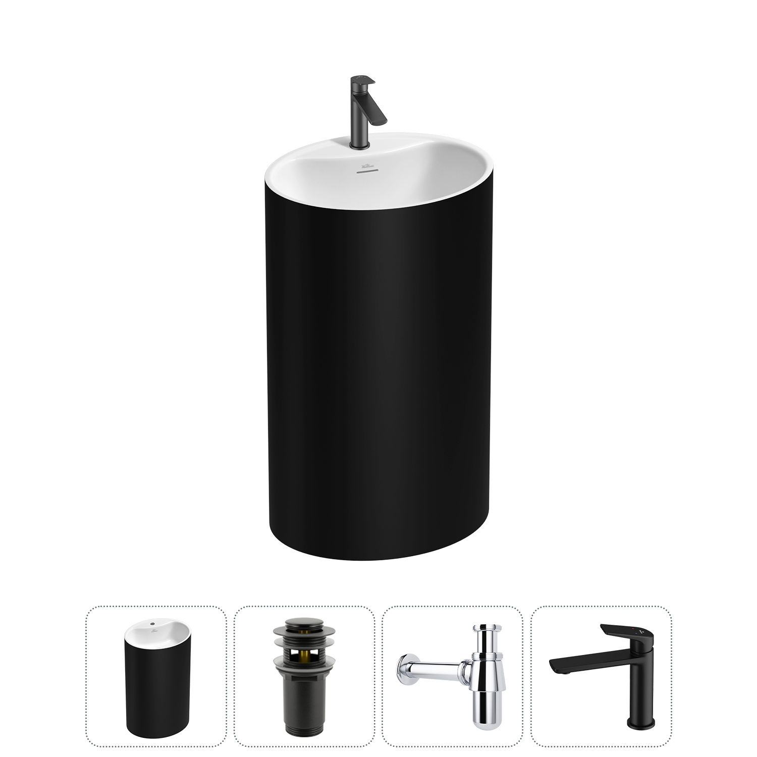 Изображение товара Раковина Wellsee coquillage 20213159R 50 см матовый черный