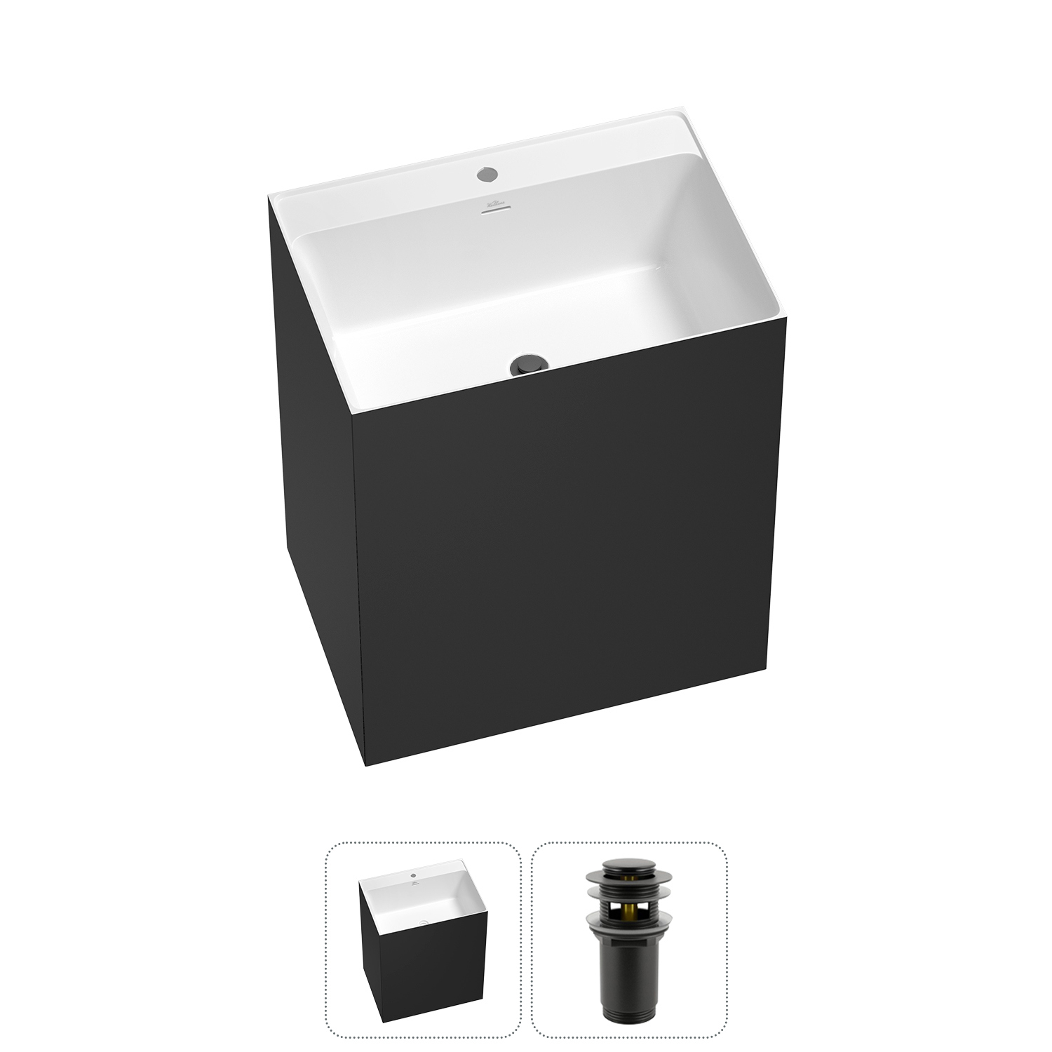 Изображение товара Раковина Wellsee doux 20213199R 70см цвет набора матовый черный