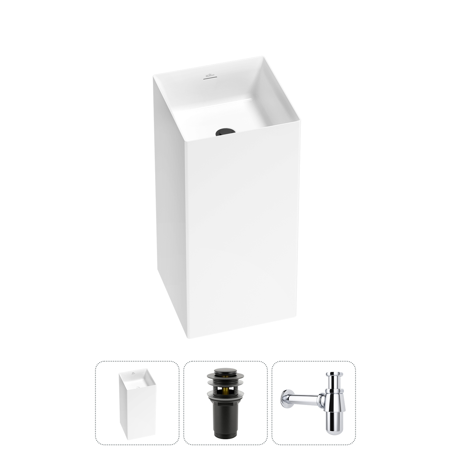 Изображение товара Раковина Wellsee pure by wellsee 20213219R 40см матовый черный для ванной комнаты