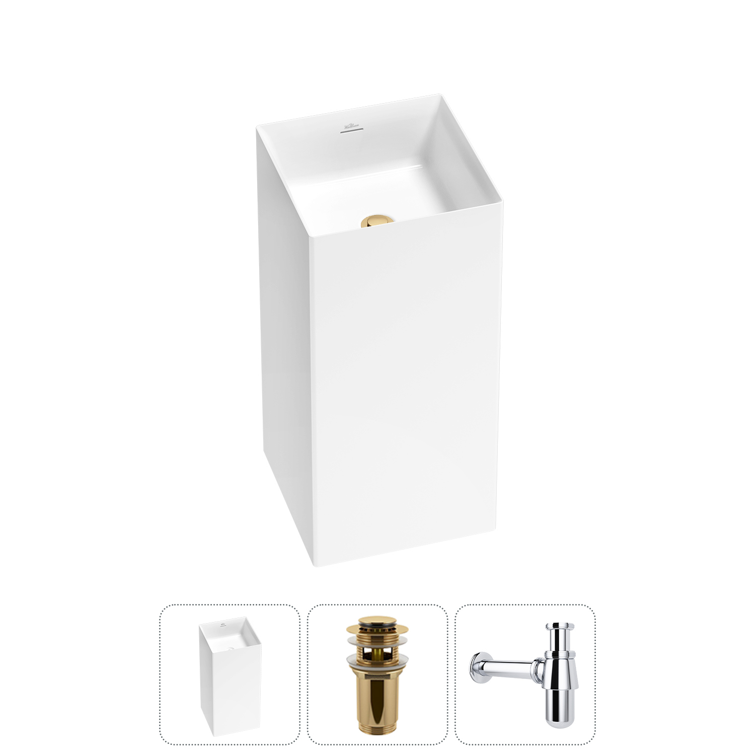 Изображение товара Раковина Wellsee pure by wellsee 20213220R 40 см в золоте для ванной комнаты