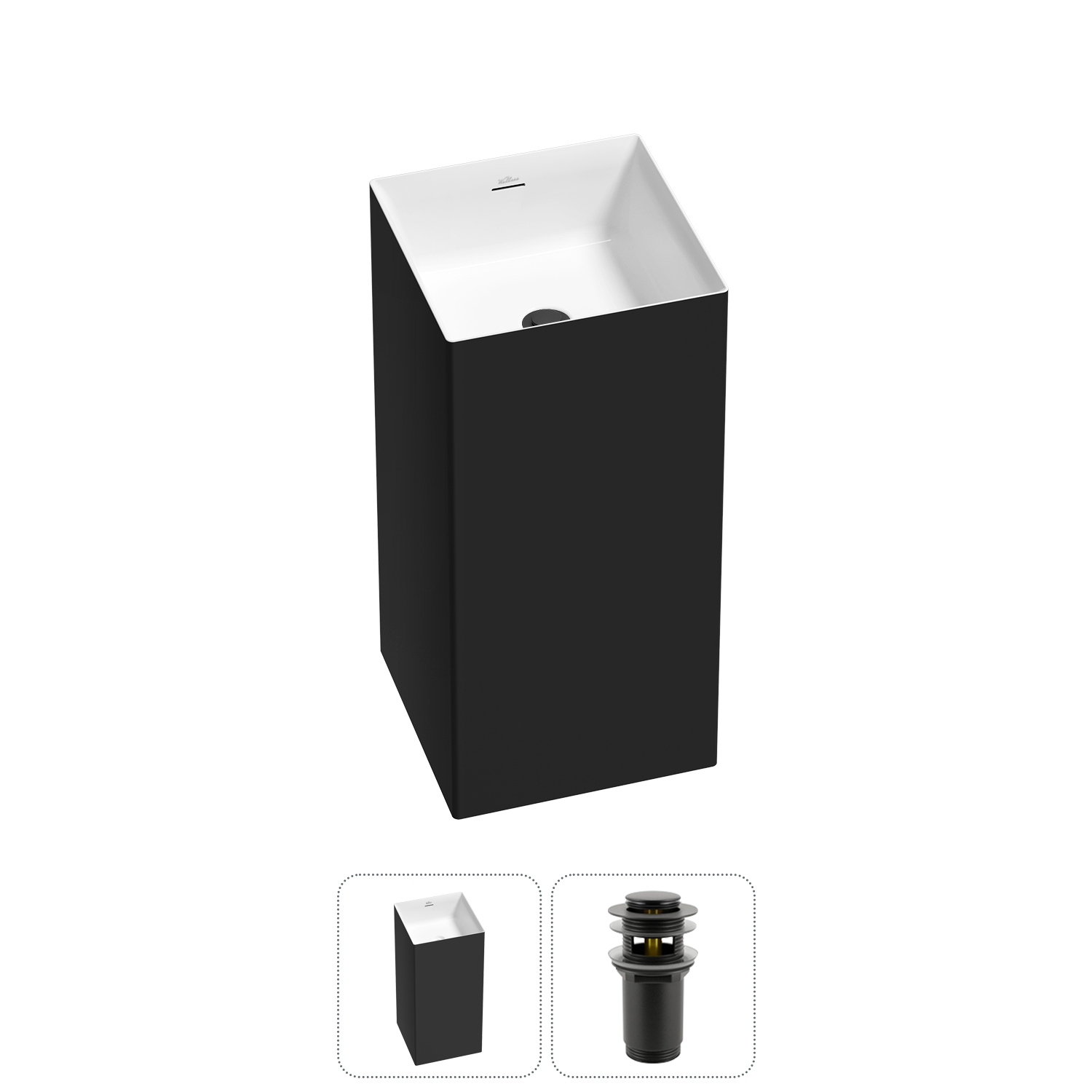 Изображение товара Раковина Wellsee pure by wellsee 20213239R 40см цвет набора матовый черный