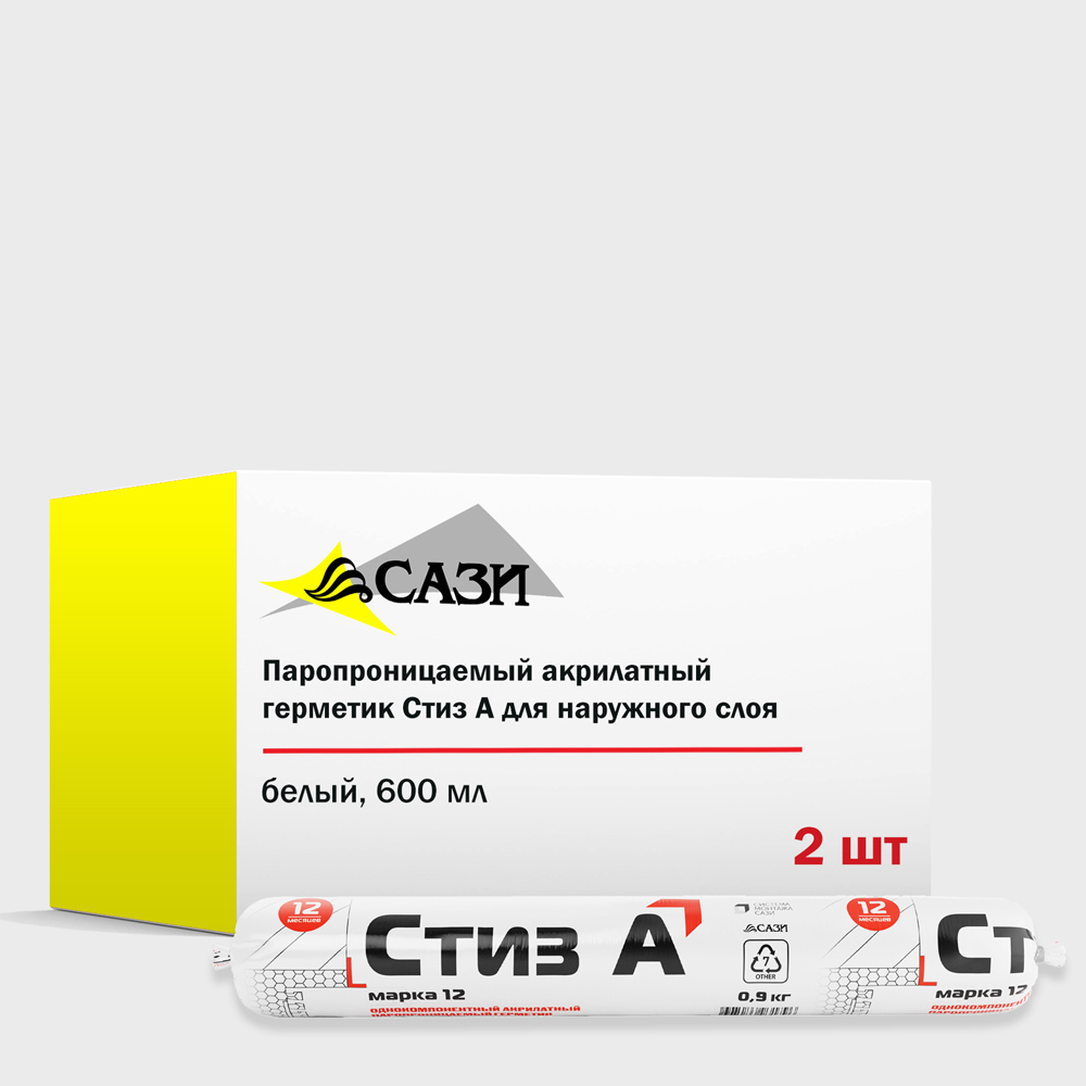 Изображение товара Герметик для окон Стиз А внешний белый 600 мл 2 шт