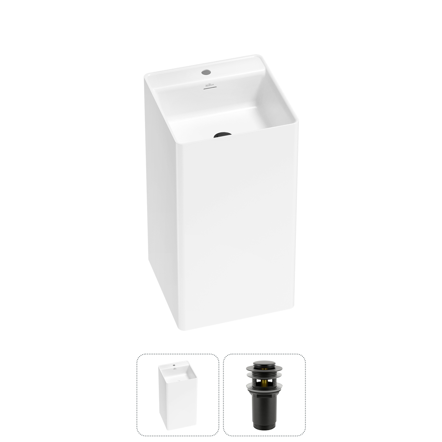 Изображение товара Раковина Wellsee pure 45 см матовый черный с донным клапаном для ванной