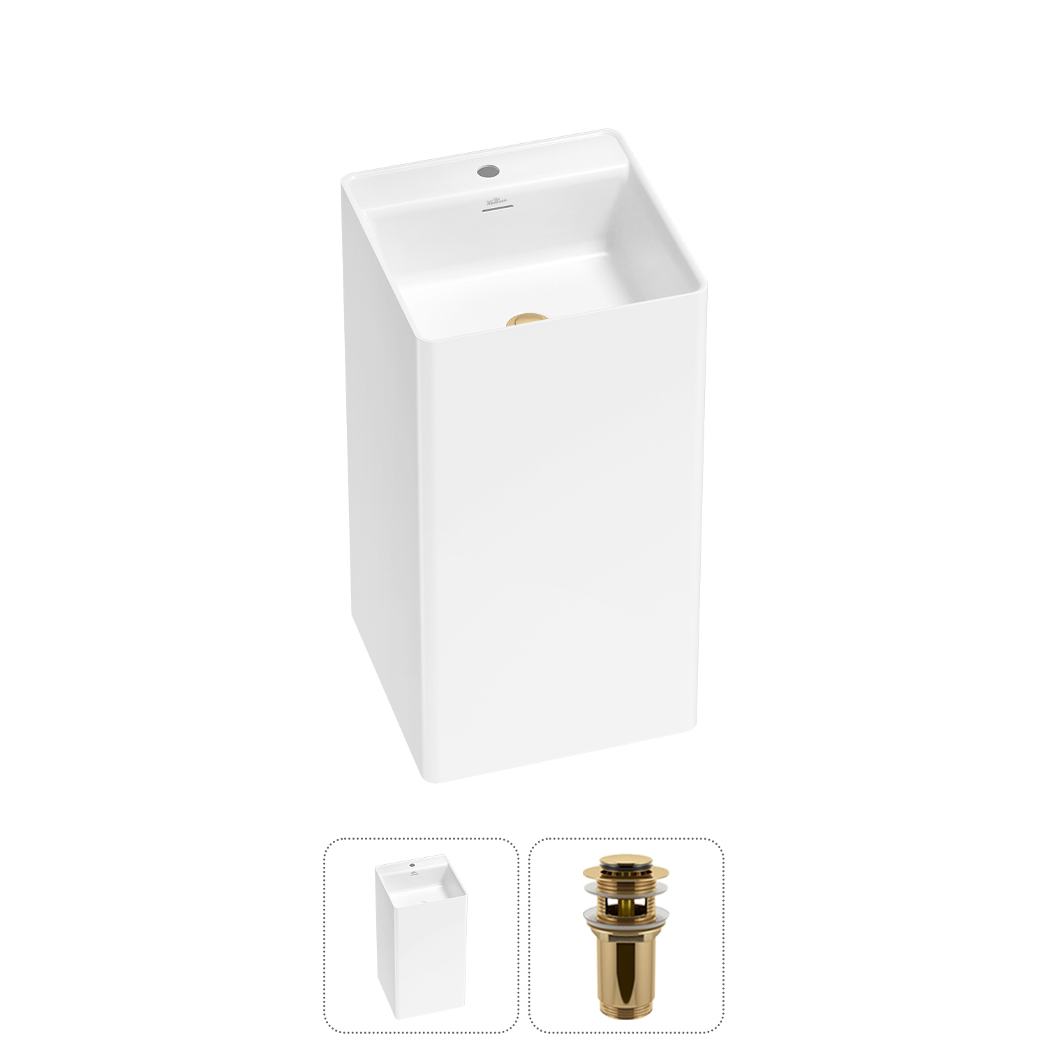 Изображение товара Раковина Wellsee pure by wellsee 20213252R 45см золотая напольная квадратная