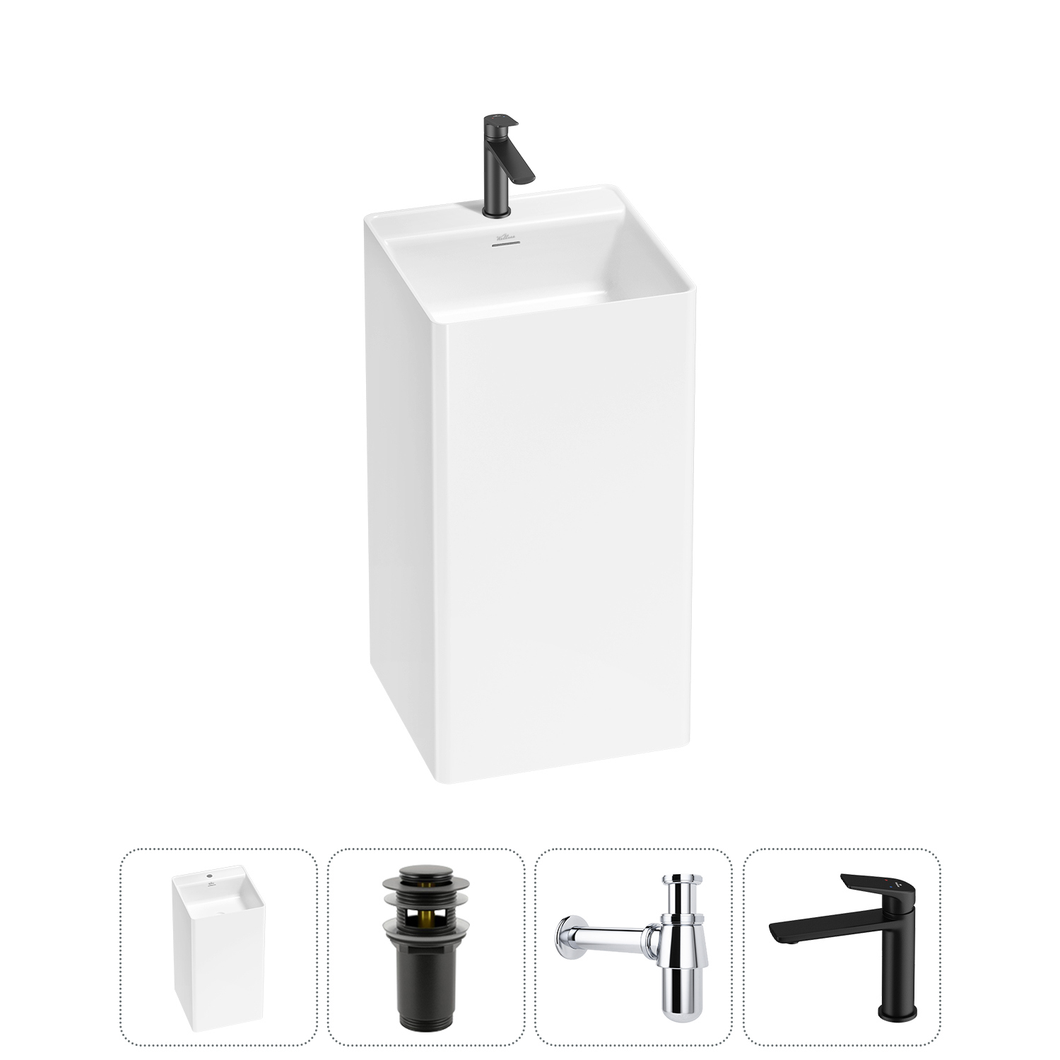 Изображение товара Раковина Wellsee pure by wellsee 20213259R 45см цвет набора матовый черный