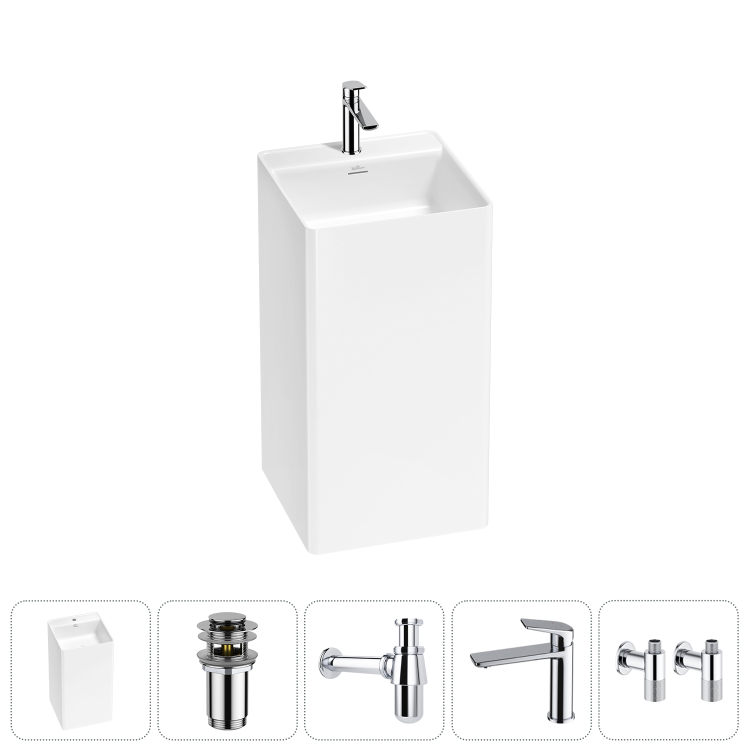 Изображение товара Раковина Wellsee pure 45x45 см квадратная с монолитным корпусом хром