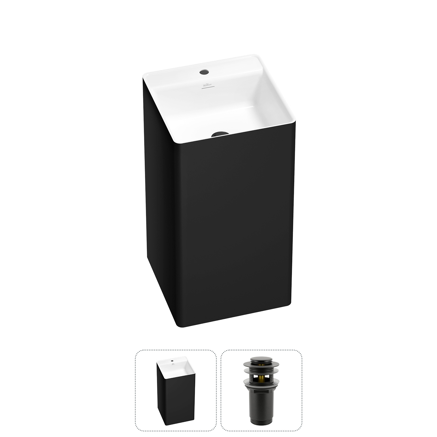 Изображение товара Раковина Wellsee pure by wellsee 20213283R 45см цвет набора матовый черный