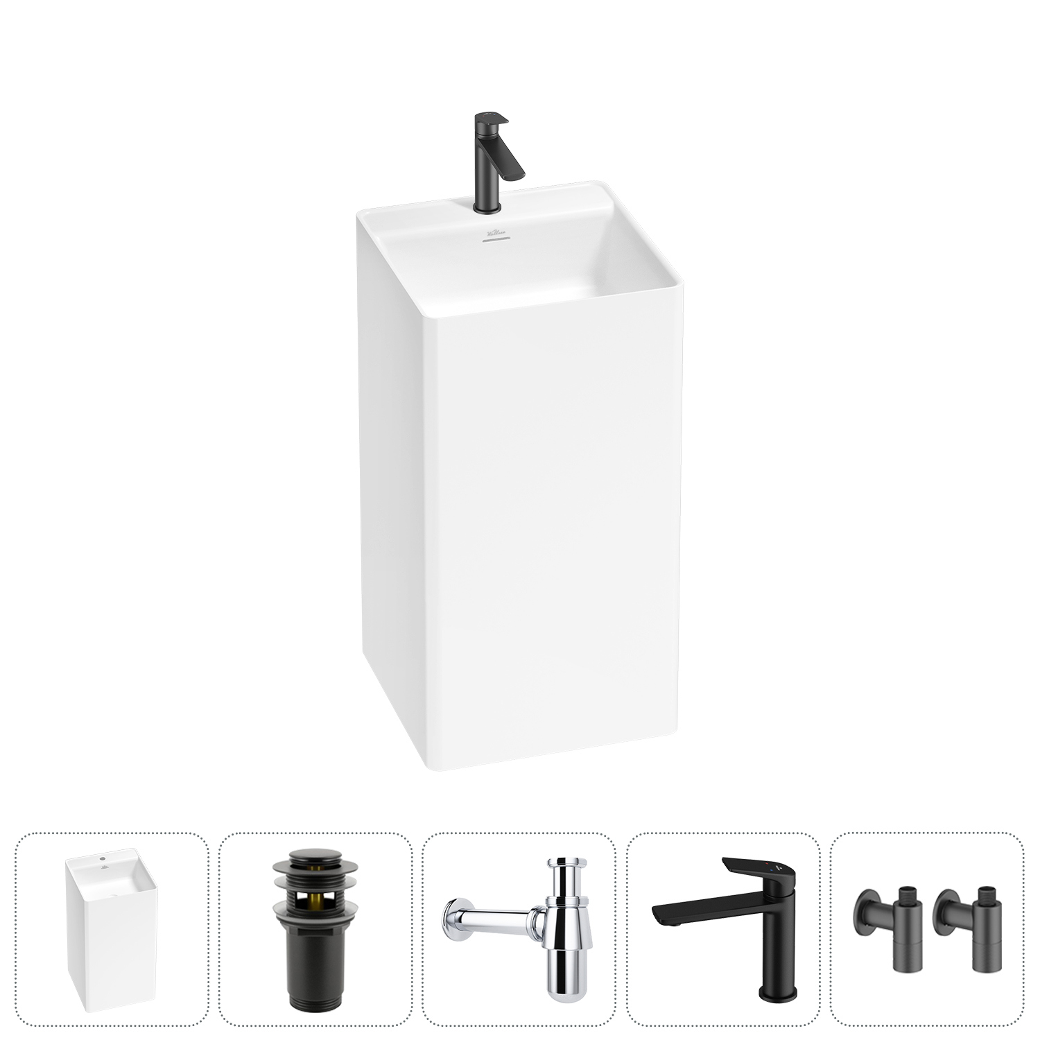 Изображение товара Раковина моноблок Wellsee Pure BY Wellsee 20213279R 45x45 см матовый черный