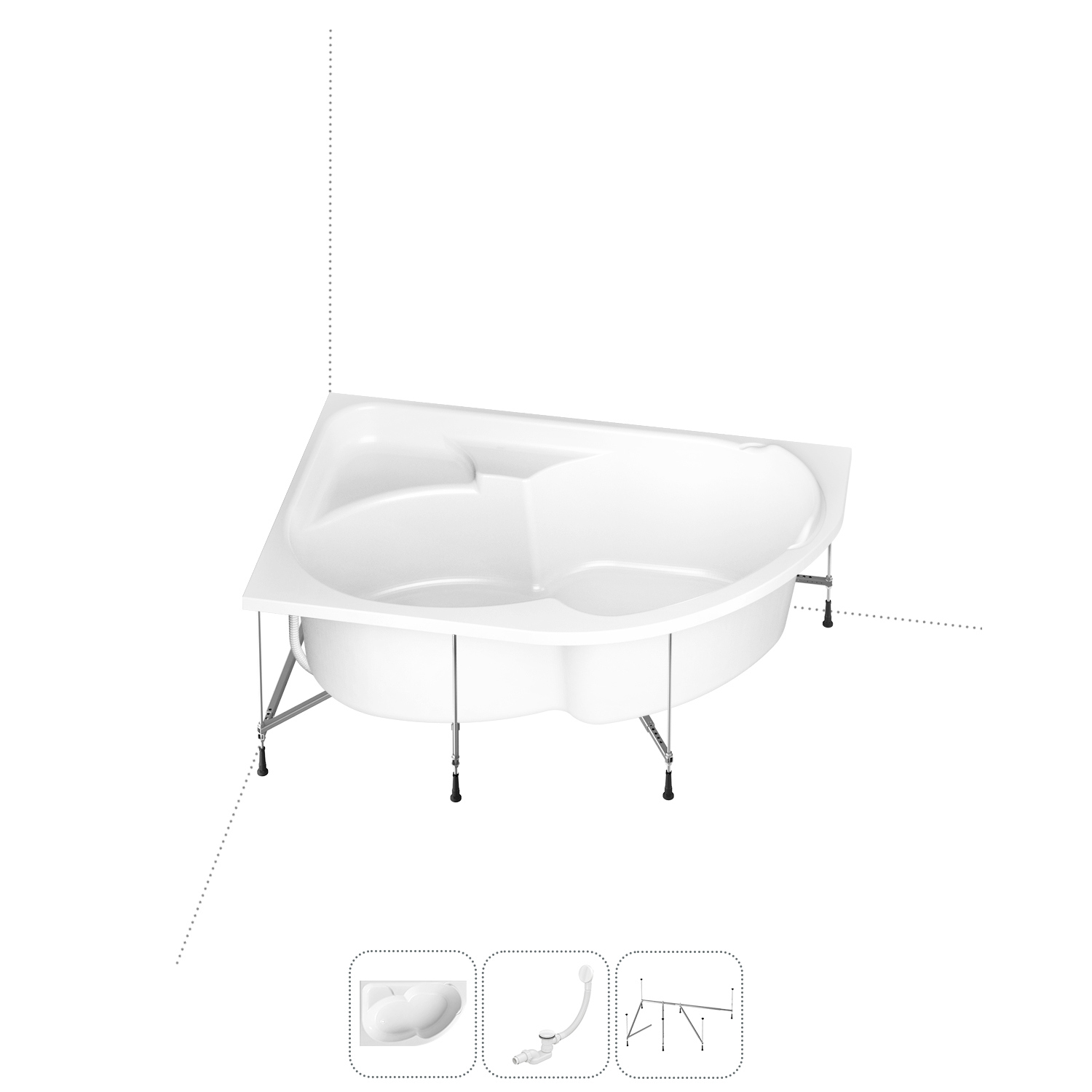 Изображение товара Акриловая асимметричная ванна Lavinia Boho 170x105 левый разворот Германия