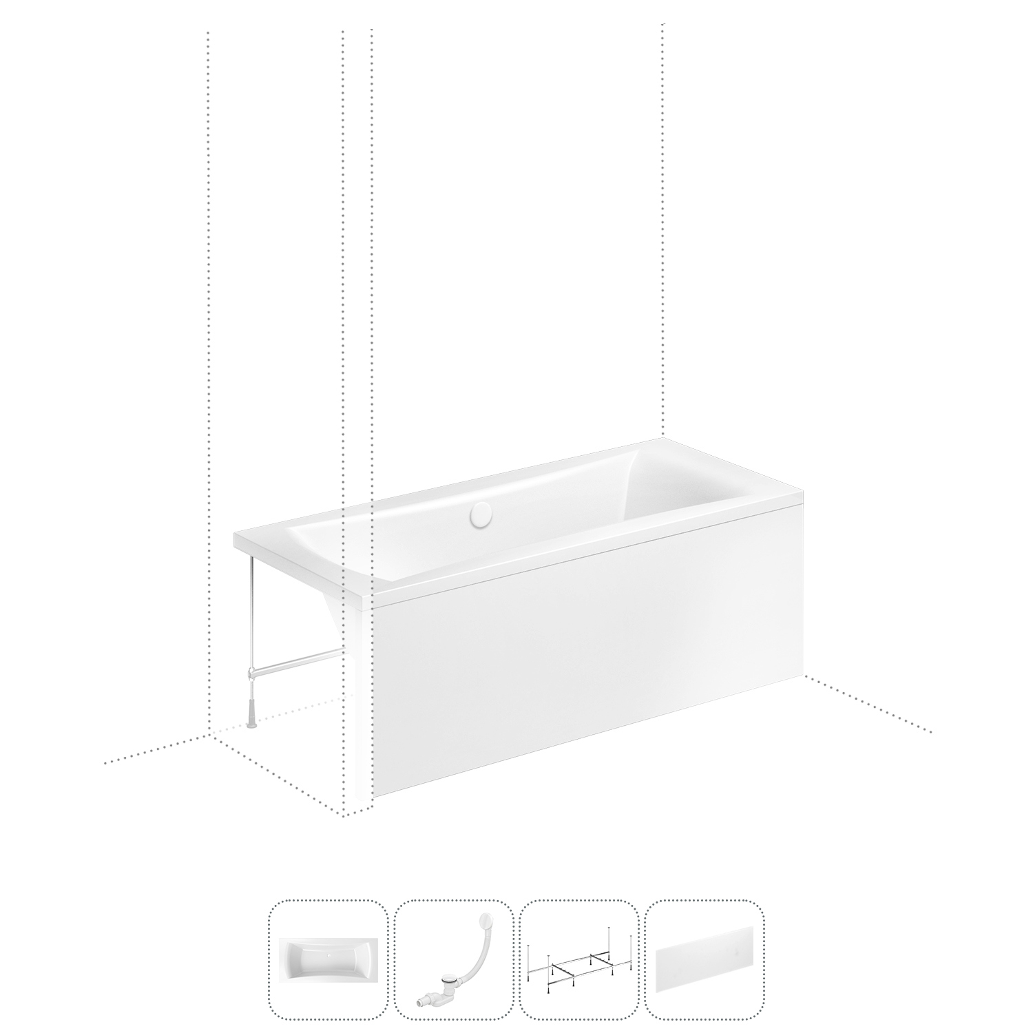 Изображение товара Акриловая ванна Lavinia Boho Evan 200x90 см с усиленным каркасом и сливом