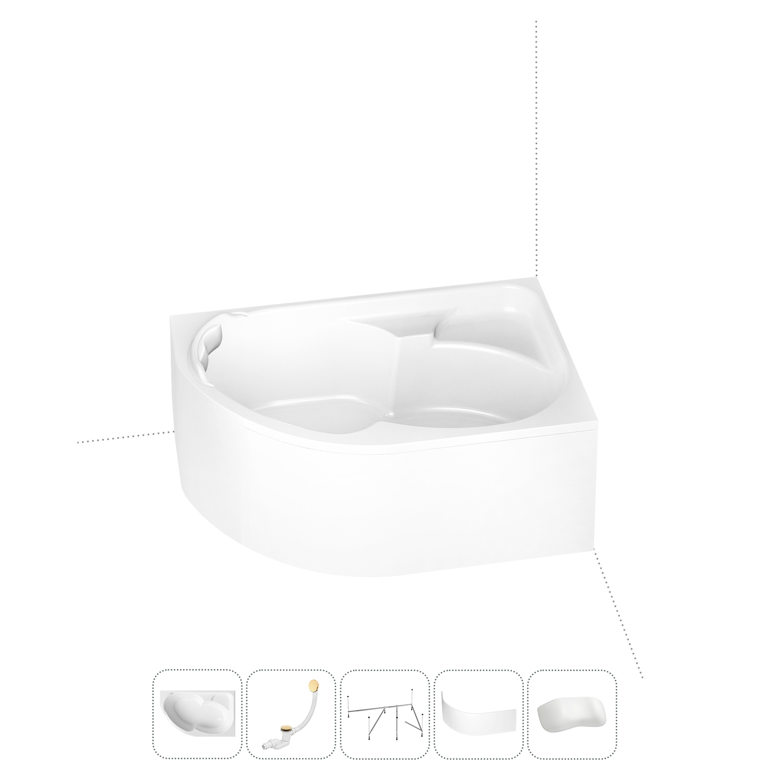 Изображение товара Асимметричная акриловая ванна Lavinia boho 170x105 см с правым углом и усиленным каркасом