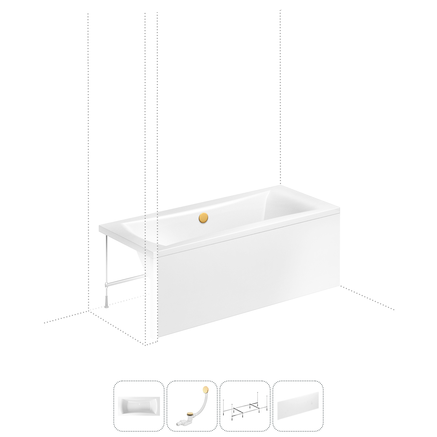 Изображение товара Прямоугольная акриловая ванна Lavinia boho Evan 200x90 см с гидроизоляцией