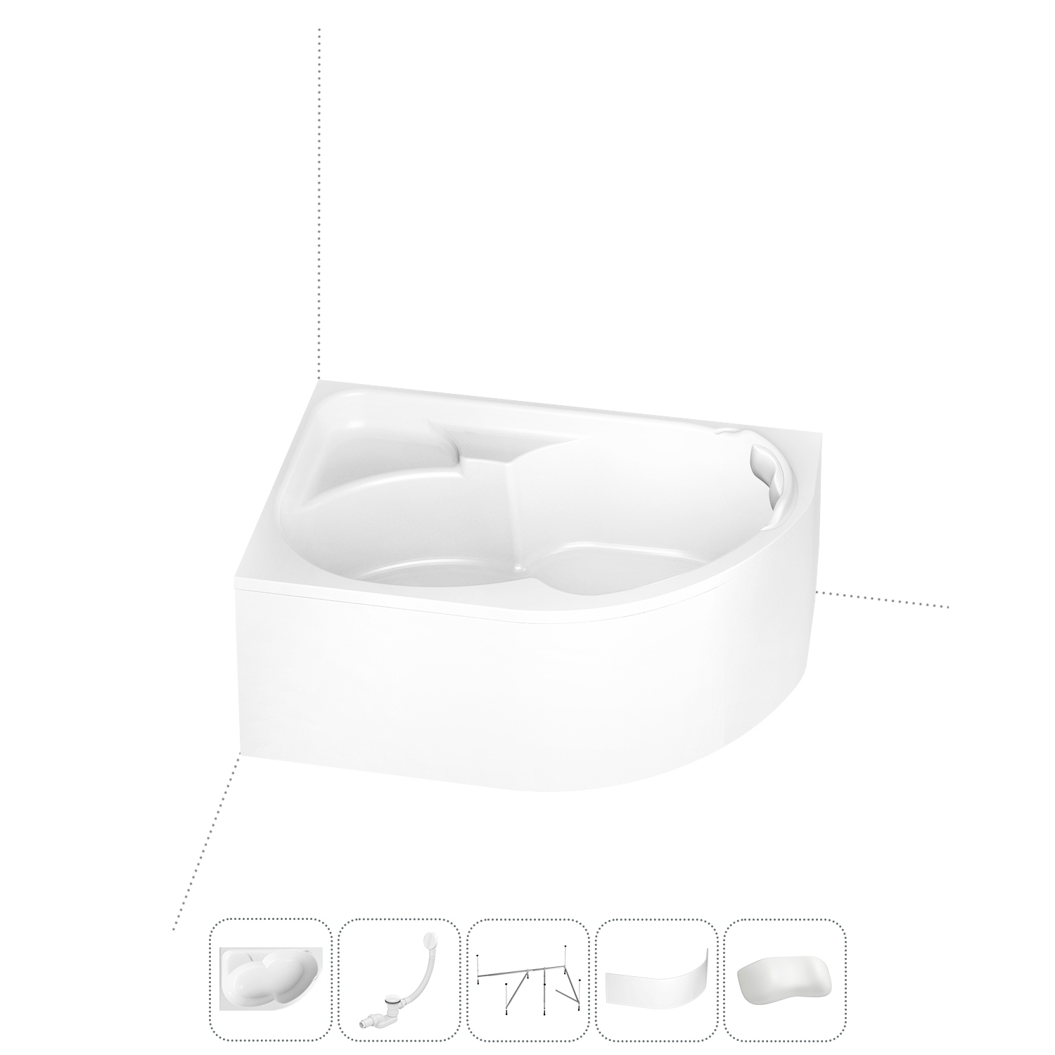 Изображение товара Акриловая асимметричная ванна Lavinia Boho 170x105 см левый разворот Германия