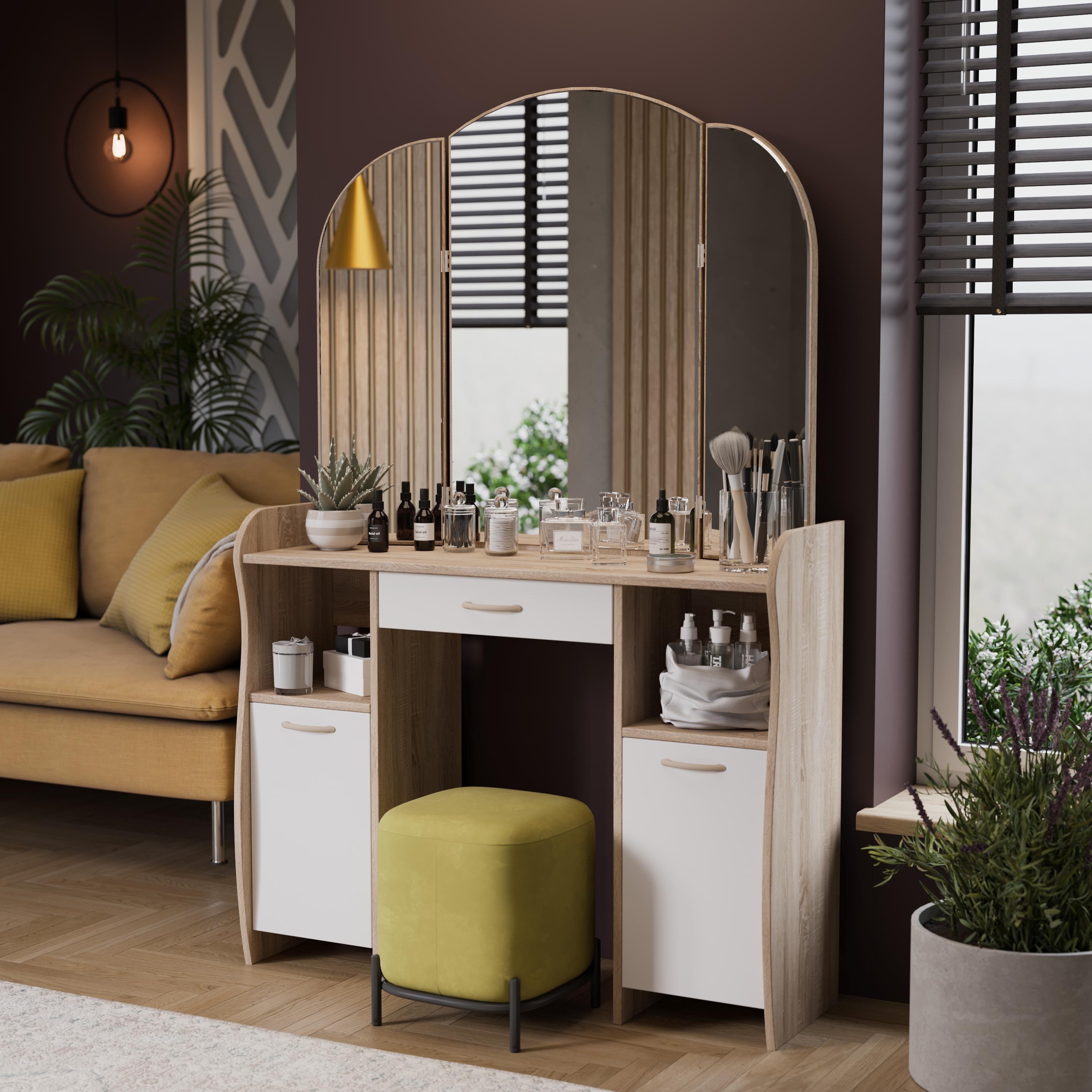 Изображение товара Туалетный столик София ТриЯ с зеркалом и ящиками, классический дизайн