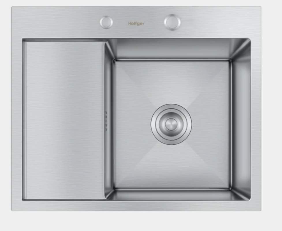 Изображение товара Врезная мойка Hoffger HFG-5848S-R 48x58x22 см нержавеющая сталь цвет сатин