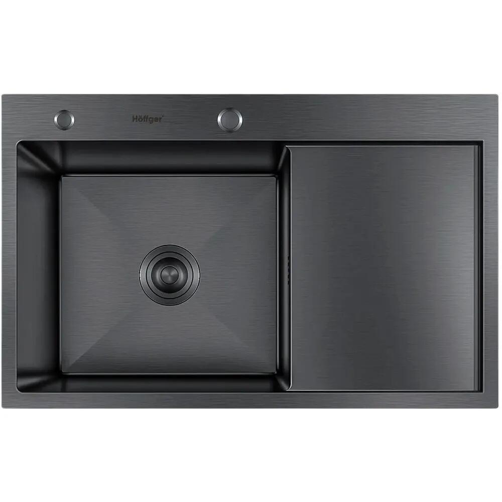 Изображение товара Врезная мойка Hoffger HFG-7850B-L из нержавеющей стали цвет графит