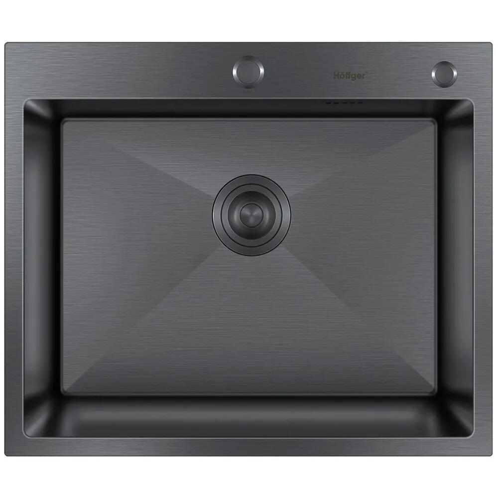 Изображение товара Врезная кухонная мойка Hoffger HFG-6045B 45x60 см черный нержавеющая сталь