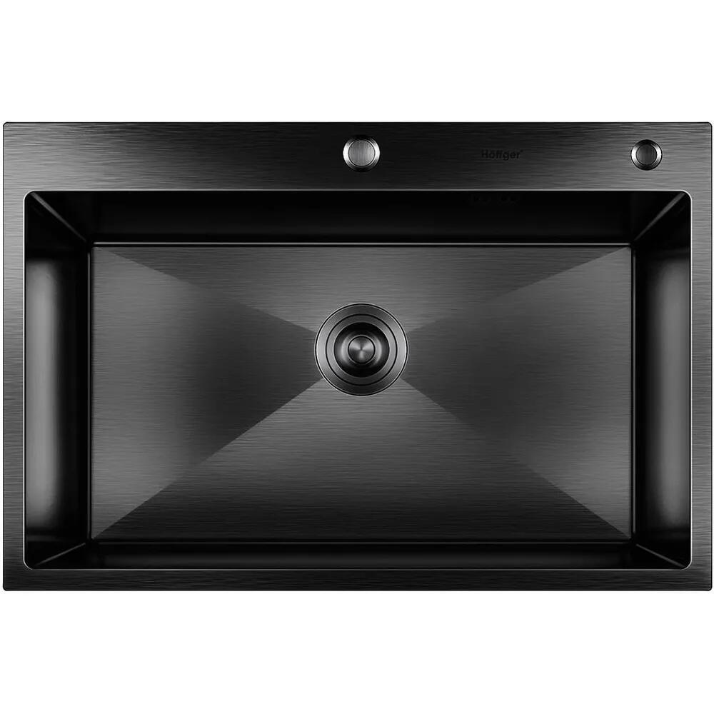 Изображение товара Врезная моика для кухни Hoffger HFG-7550B 50x75 см черная нержавеющая сталь