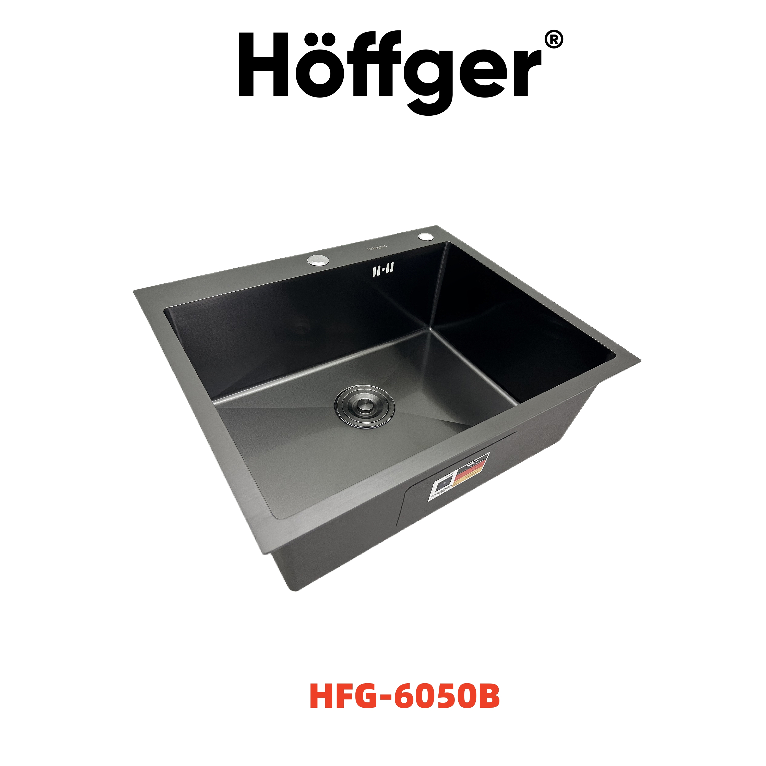 Изображение товара Врезная моечная раковина Hoffger HFG-6050B из нержавеющей стали в черном цвете
