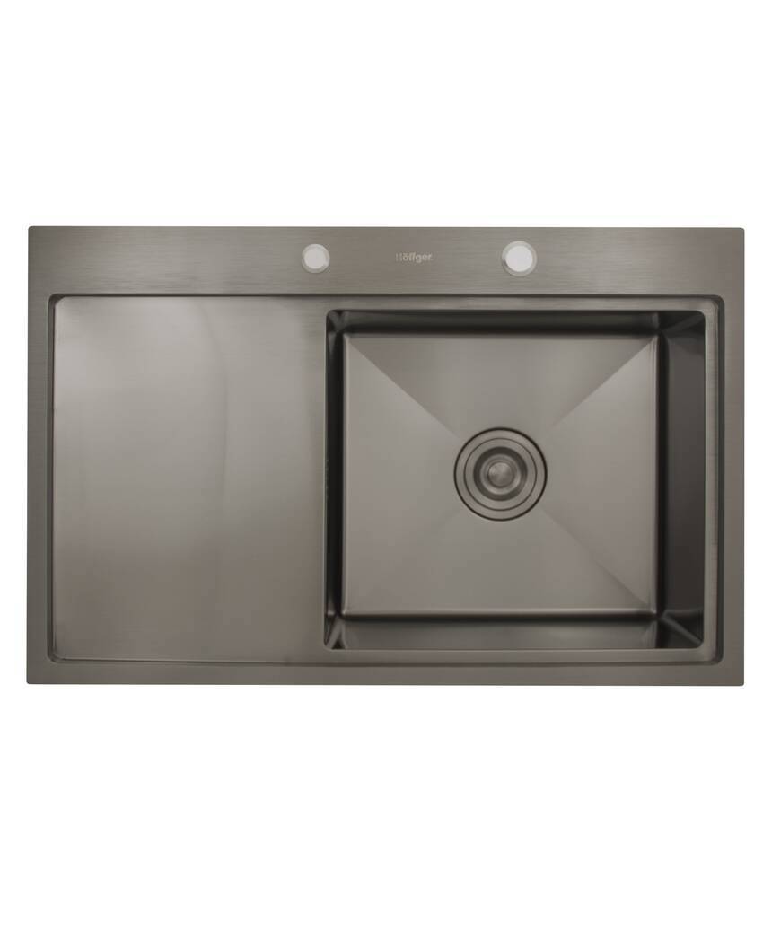 Изображение товара Врезная мойка Hoffger HFG-7850B-R 50x78x22 см нержавеющая сталь цвет черный
