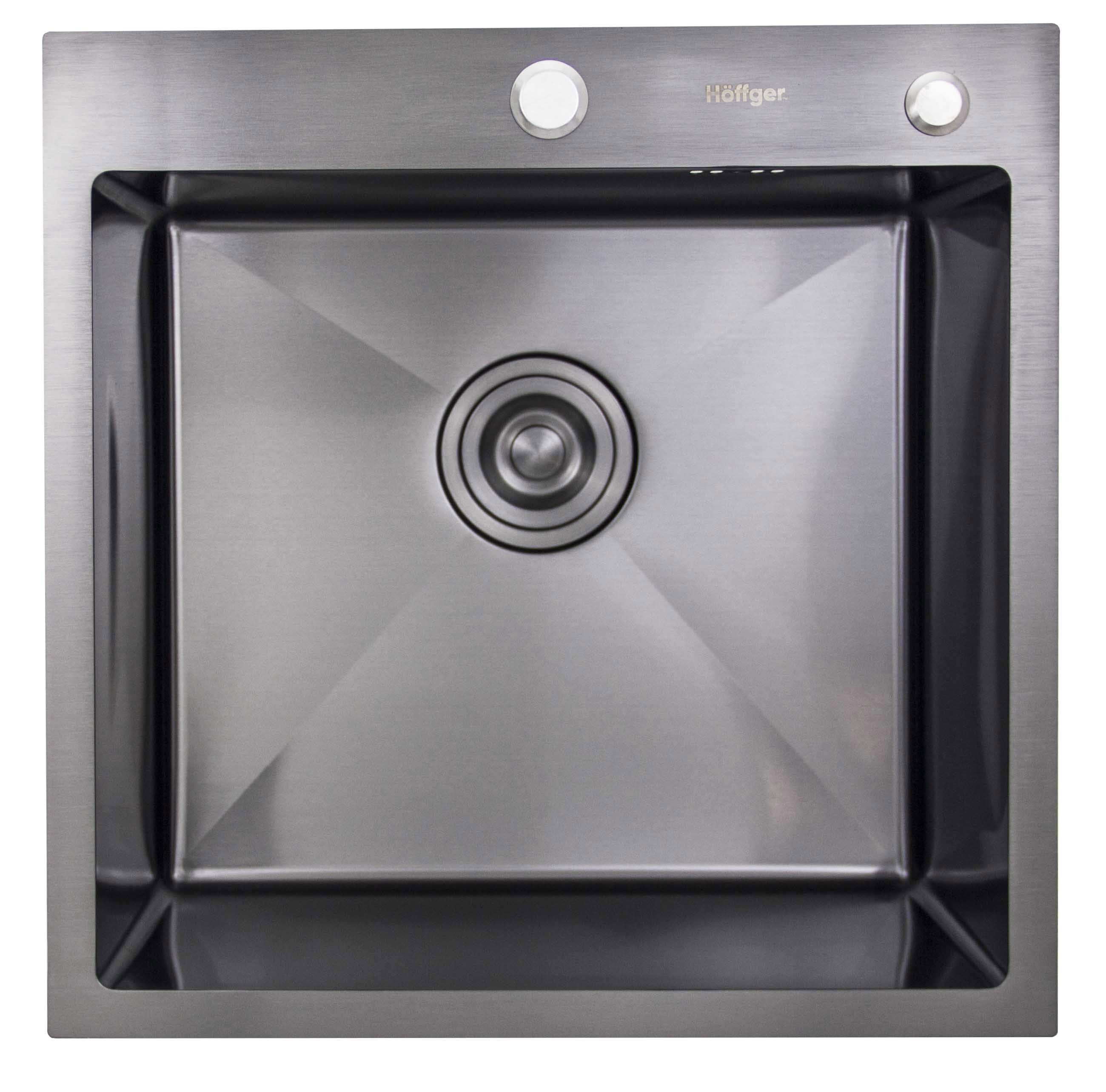 Изображение товара Врезная мойка Hoffger HFG-5050B 50x50x48 см нержавеющая сталь цвет графит