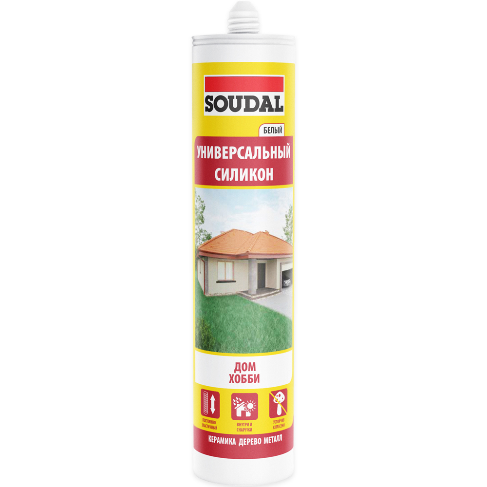 Изображение товара Герметик силиконовый Soudal Дом и Хобби универсальный белый 280 мл Изображение товара Герметик силиконовый Soudal Дом и Хобби универсальный белый 280 мл