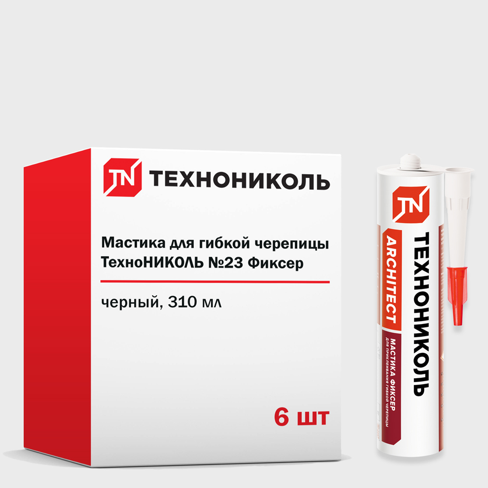 Изображение товара Кровельная мастика Технониколь №23 Фиксер 310мл 6шт Изображение товара Кровельная мастика Технониколь №23 Фиксер 310мл 6шт