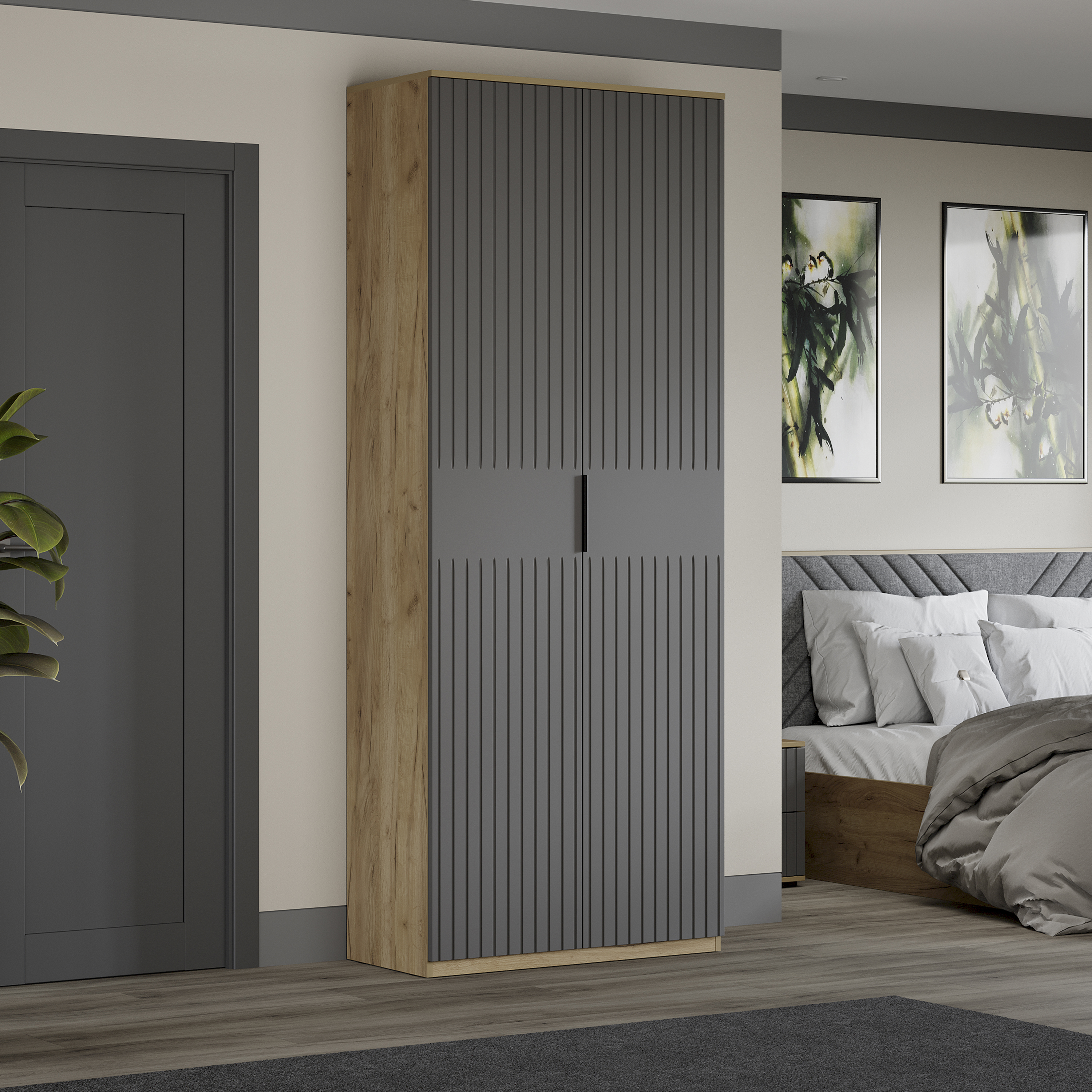 Изображение товара Шкаф распашной Трия Хилтон 90x226x43 см современный для спальни и детской