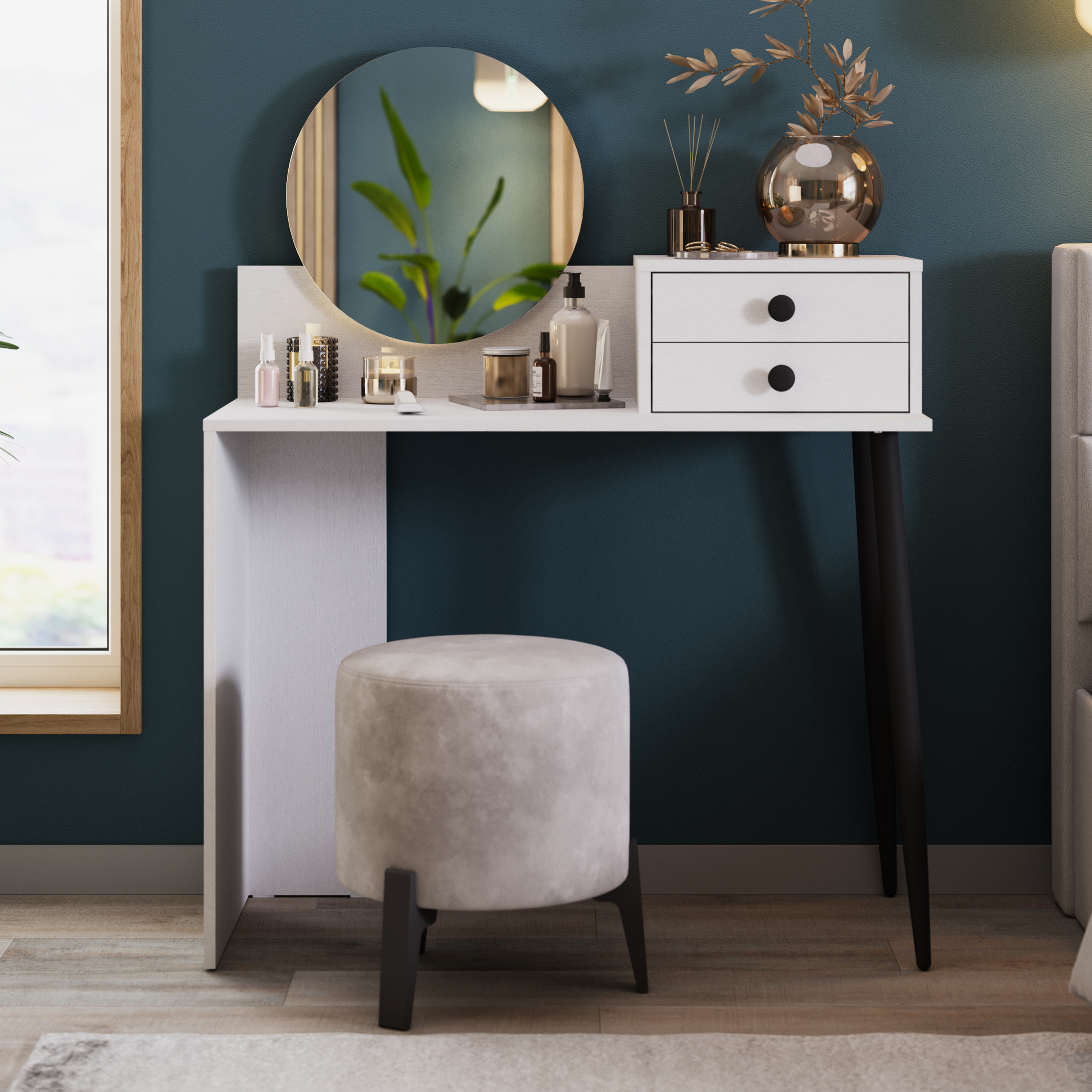 Изображение товара Туалетный стол Трия 100x129x45 см цвет белый, черный