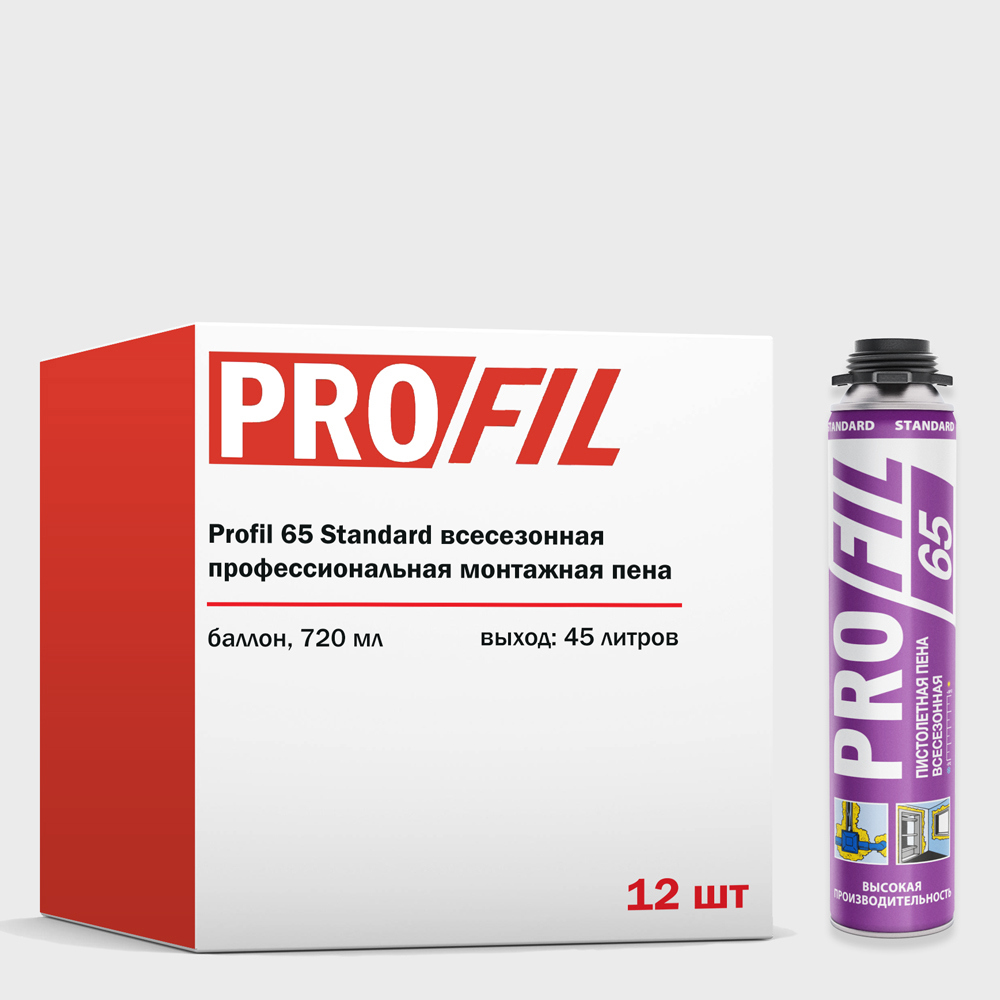Изображение товара Пена монтажная Profil 65 Standard профессиональная выход 45 л всесезонная 720 мл 12 шт