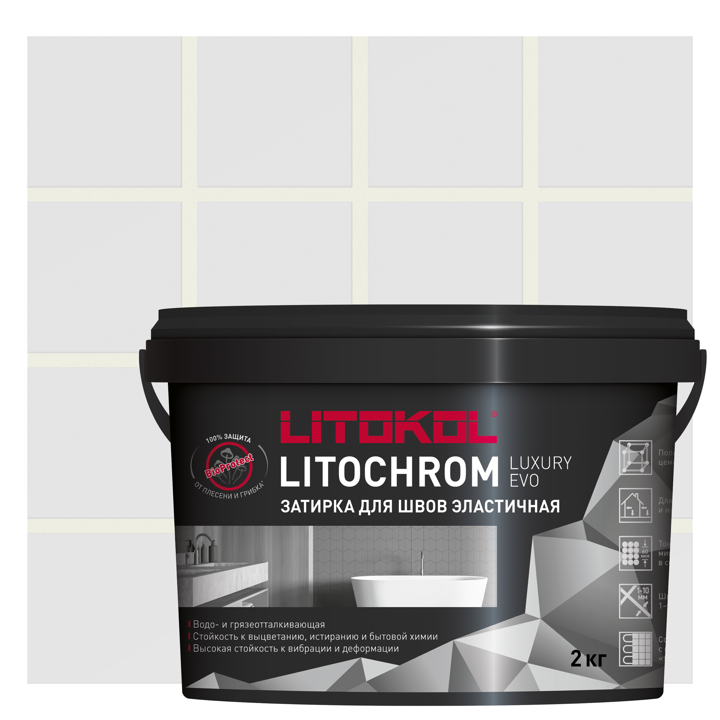 Изображение товара Затирка цементно-полимерная Litokol Litochrom Luxury Evo 2кг белая