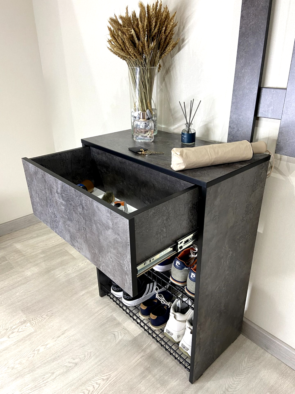 Изображение товара Обувница Puffsib А-2 61x80x32 см с двумя полками и ящиком для прихожей