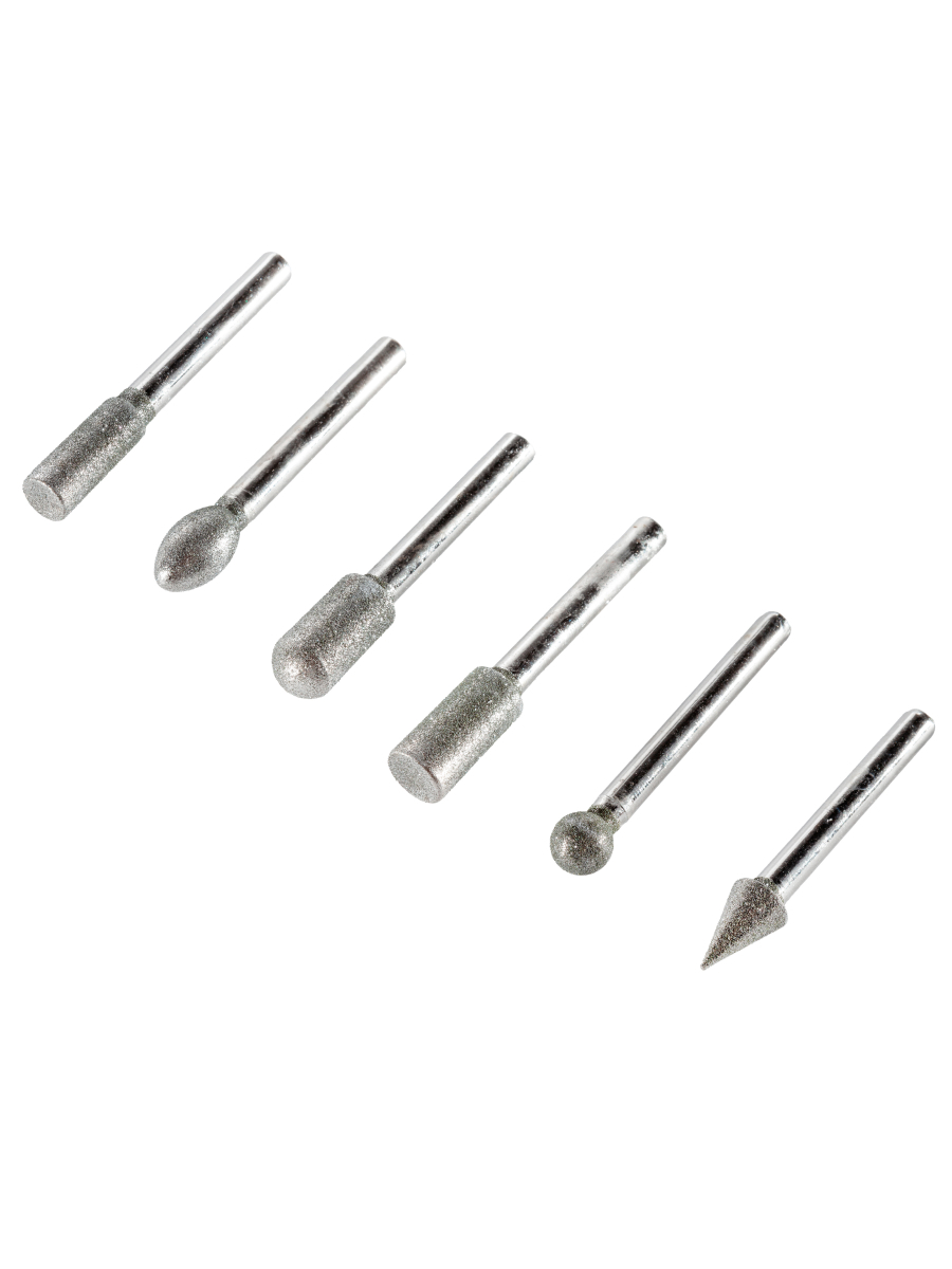 Изображение товара Набор алмазных шарошек Pobedit 6 шт диаметром 6 мм для обработки металла и неметаллических материал
