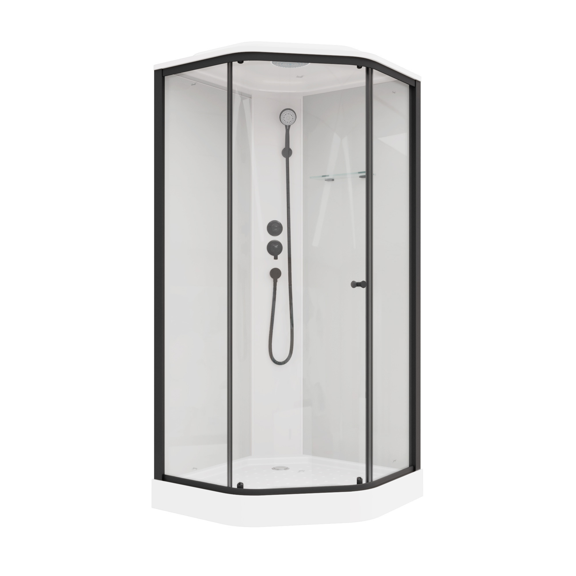 Изображение товара Душевая кабина Parly P91B 90x90x215 см низкий поддон профиль черный стекло прозрачное