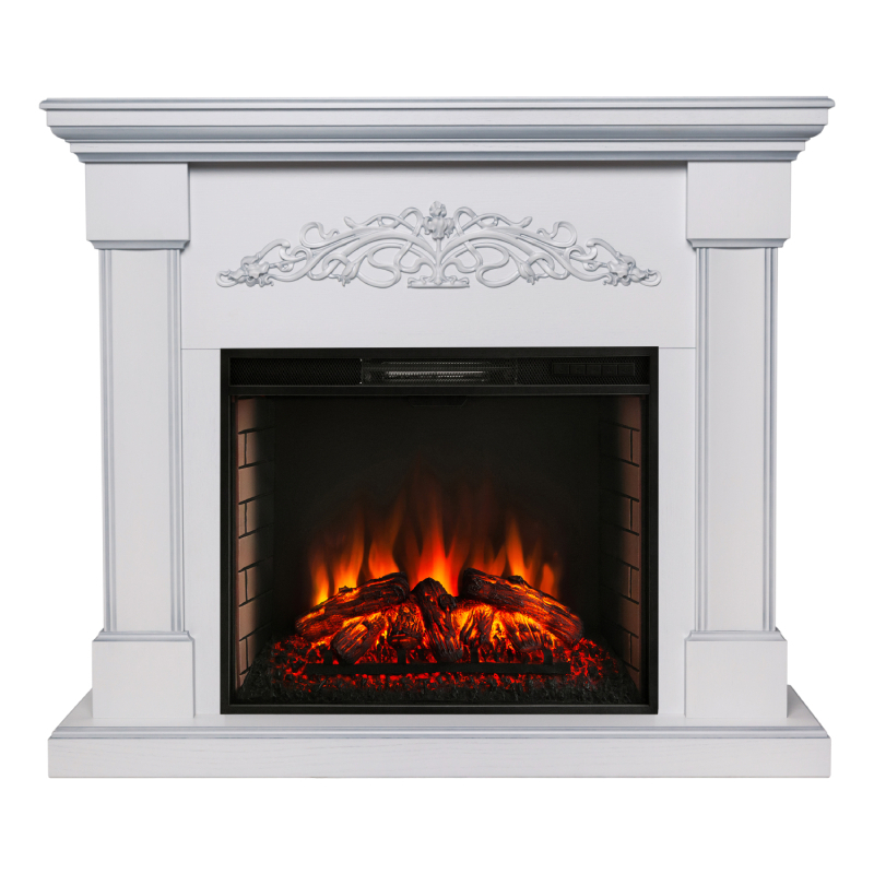 Изображение товара Каминокомплект Realflame Ofelia 26 WT-519S с очагом Epsilon 26 750Вт белый дуб с серебряной патиной