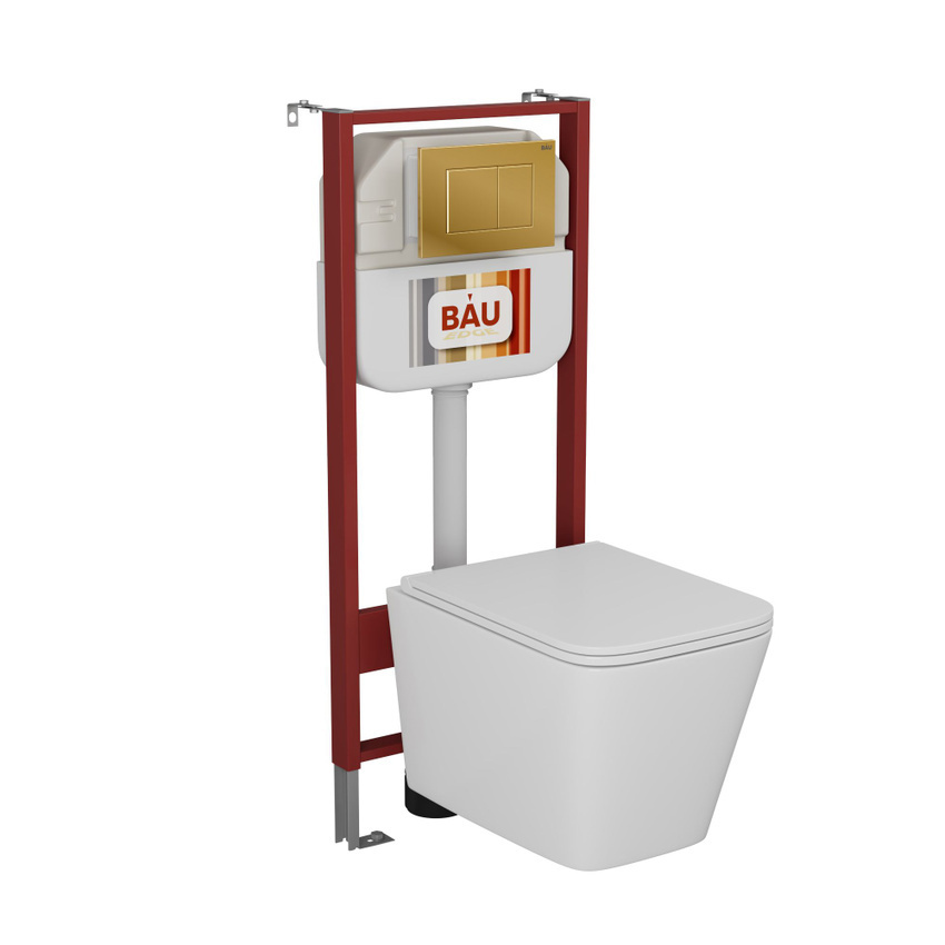 Изображение товара Комплект BAU 6 в 1 инсталляция и унитаз безободковый Hurricane-5 с сиденьем дюропласт