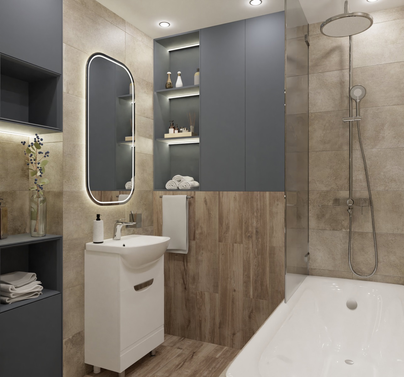 Изображение товара Керамогранит Primavera Royal spring 20x80 см серый с рисунком дерева