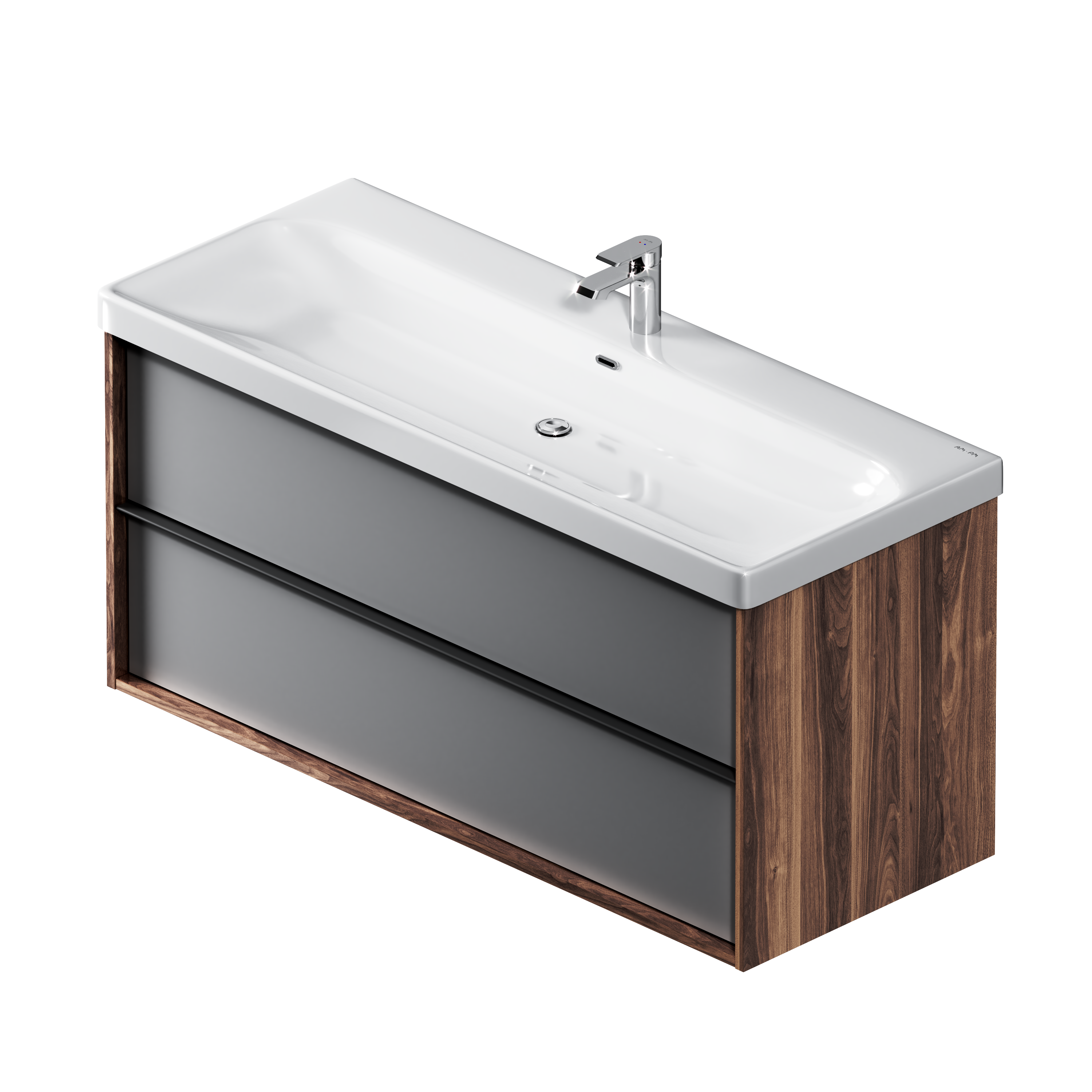 Изображение товара Тумба под раковину подвесная AM.PM Stern 105 см 2 ящика цвет орех