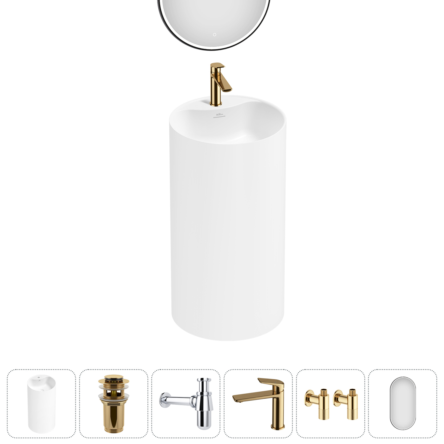 Изображение товара Раковина напольная отдельностоящая Wellsee Chalice Perfection 45x45x85 см