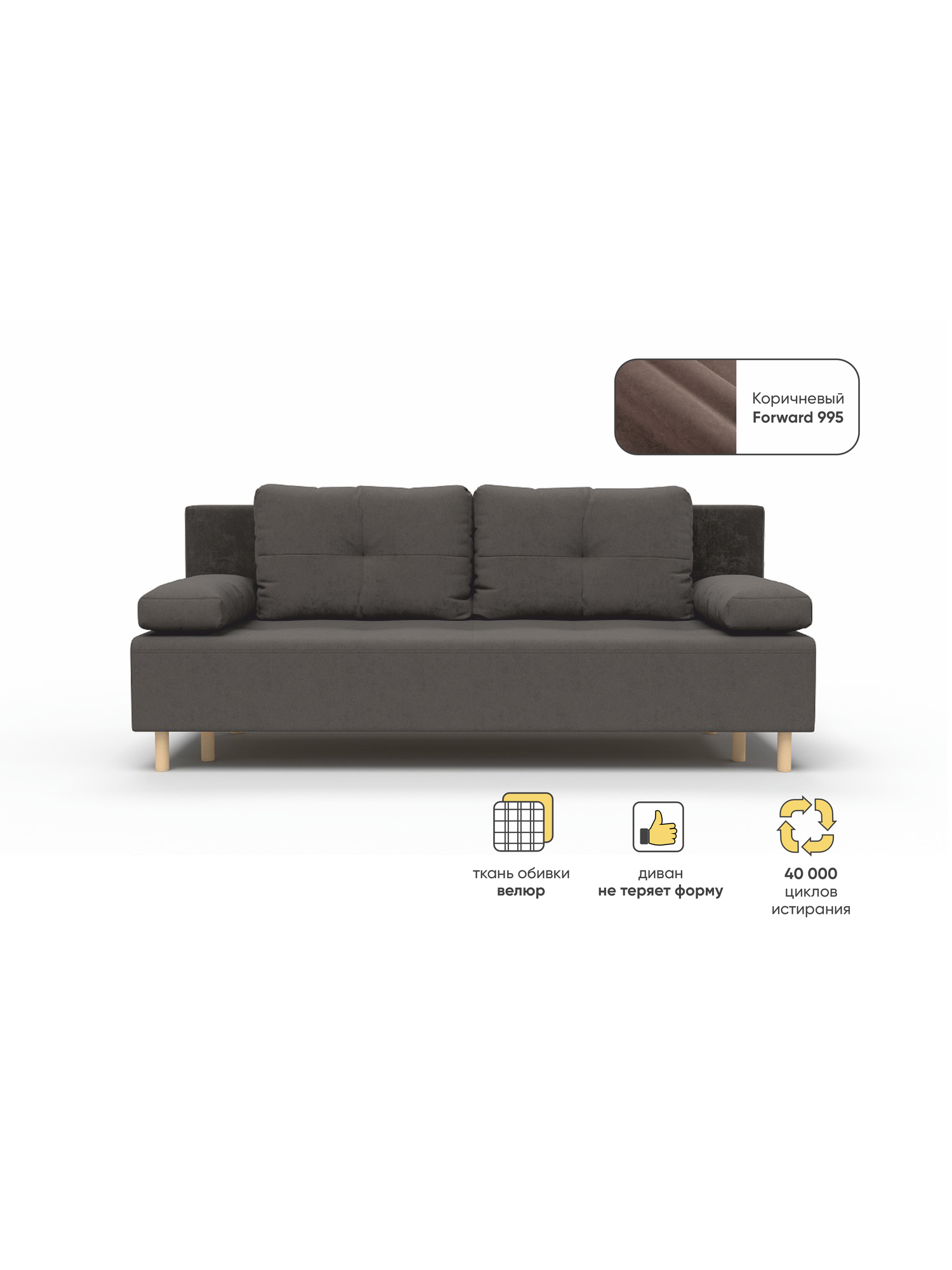 Изображение товара Диван прямой Мафтин Булдым 1455515 198x83x70 см велюр цвет коричневый forward 297