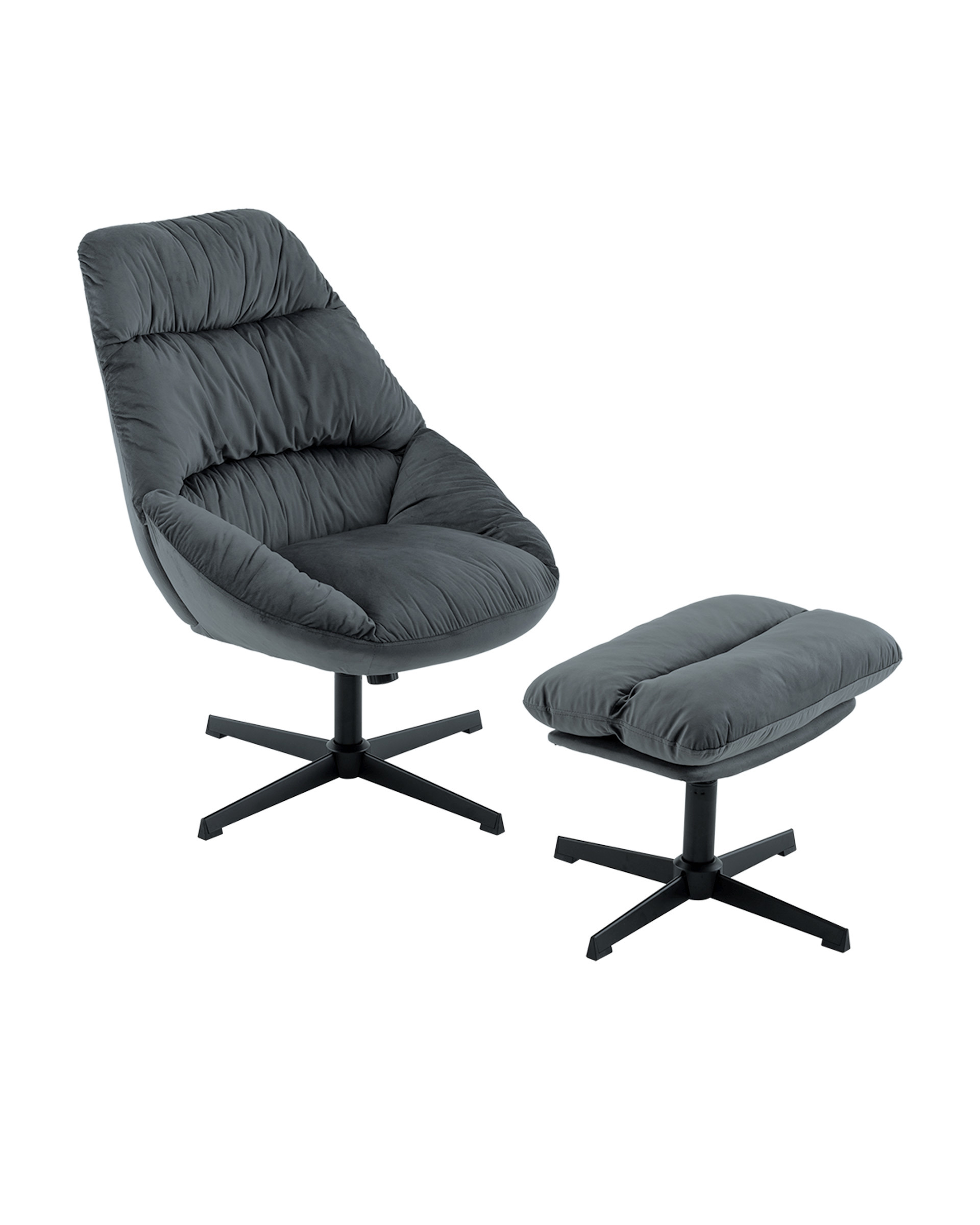 Изображение товара Кресло с оттоманкой Stool group Оррелл 71x94x83 см велюр цвет серый