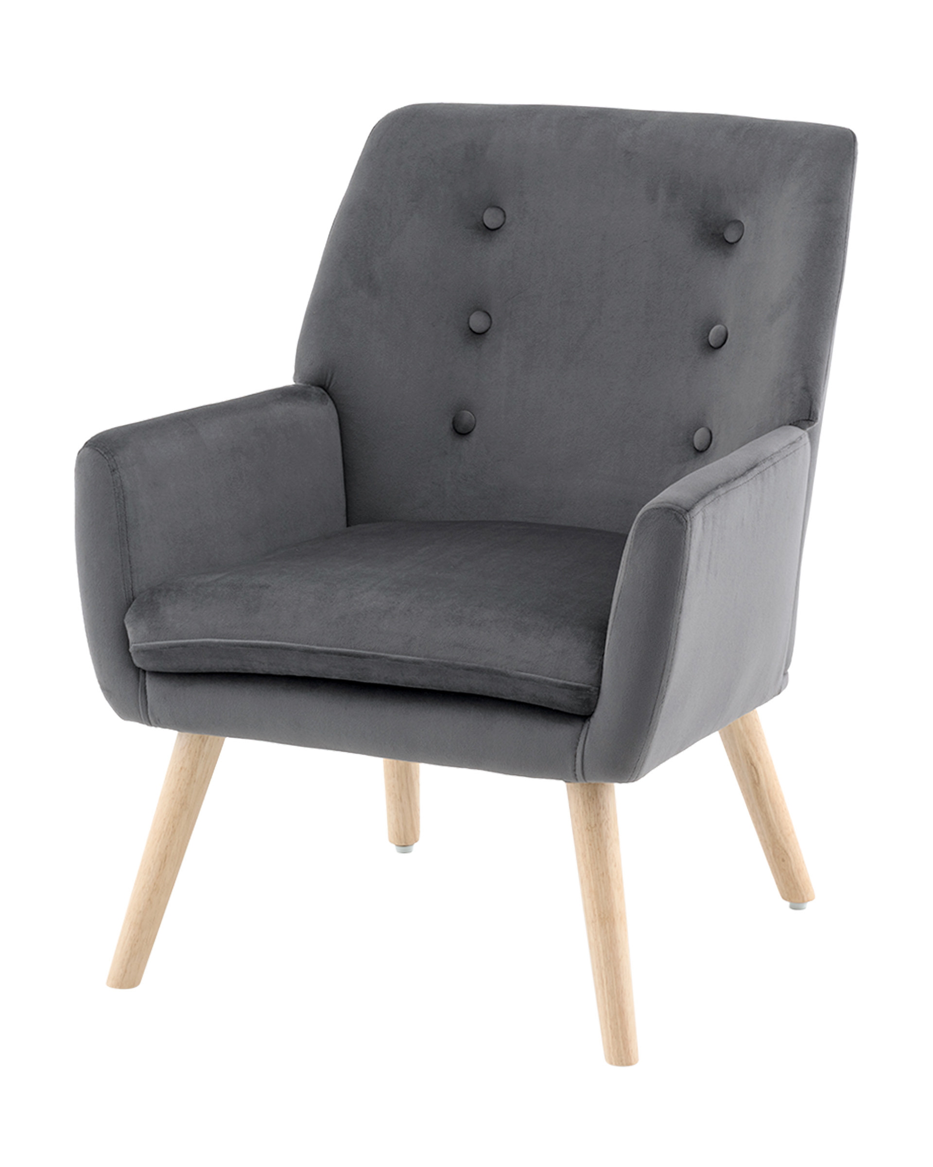 Изображение товара Кресло Stool group Райт серое из велюра для гостиной офиса и квартиры