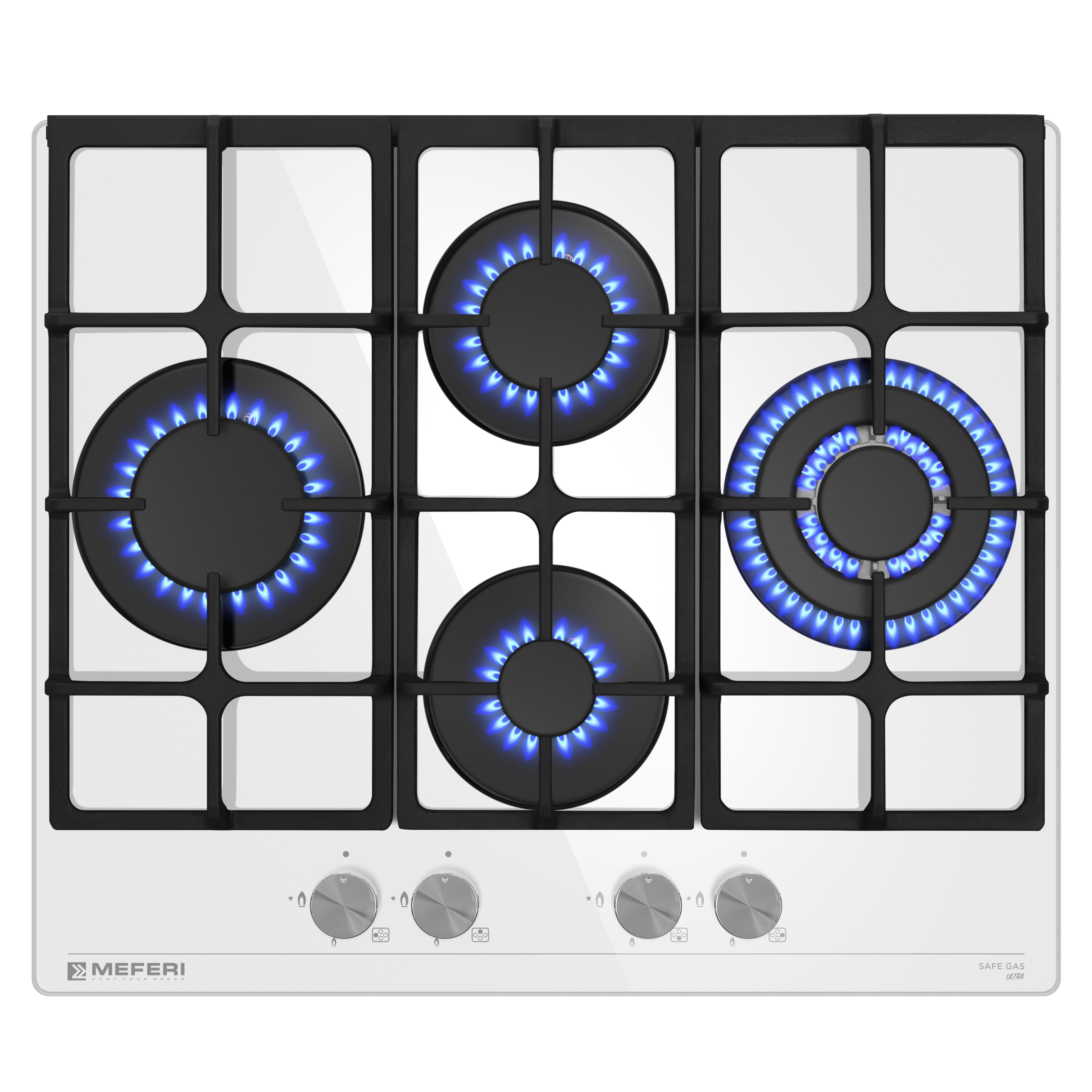 Изображение товара Газовая варочная панель MEFERI MGH604WH GLASS ULTRA 60 см 4 конфорки